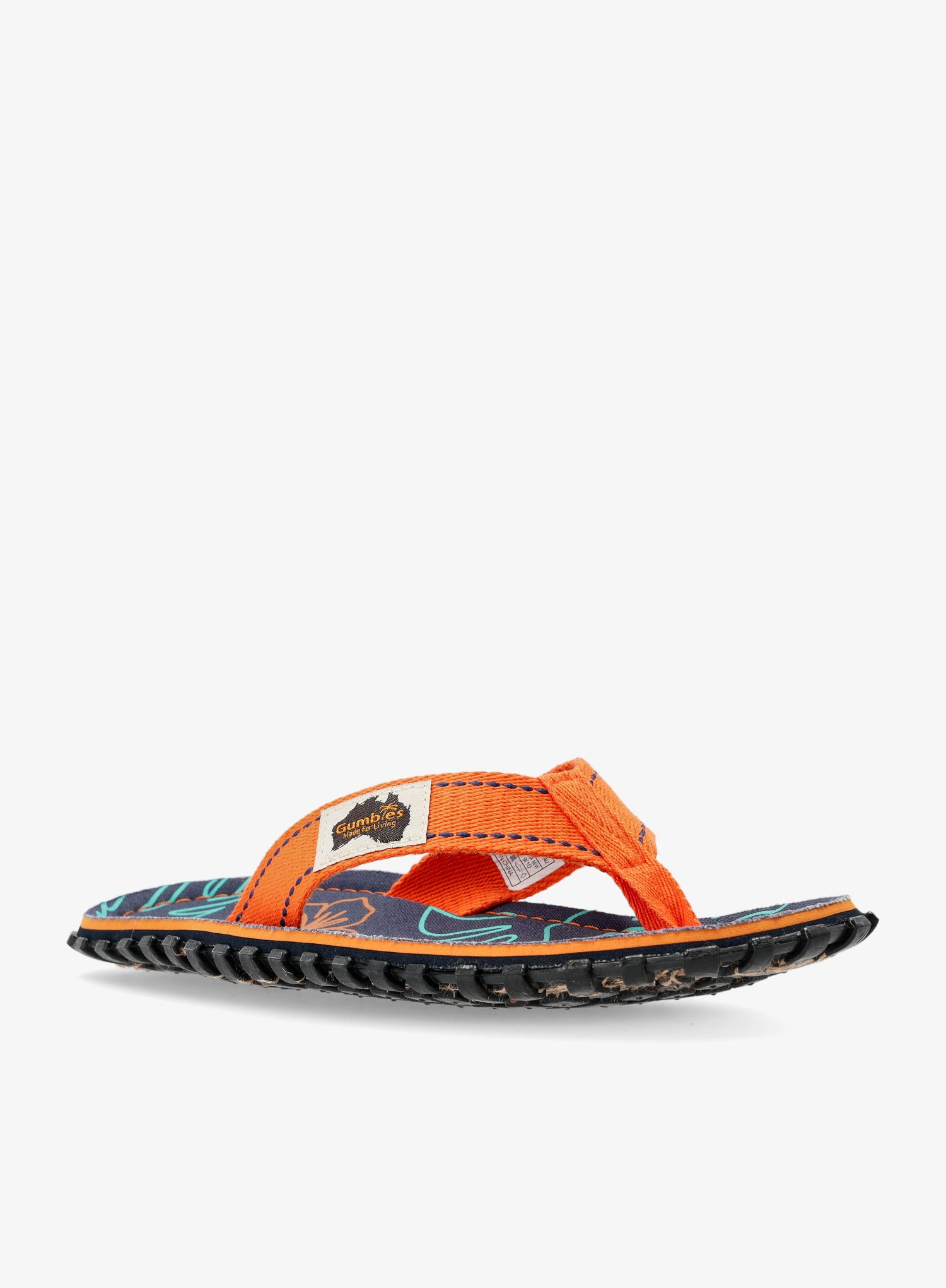 Japanke Gumbies Islander Canvas Flip-Flops - orange hibiscus