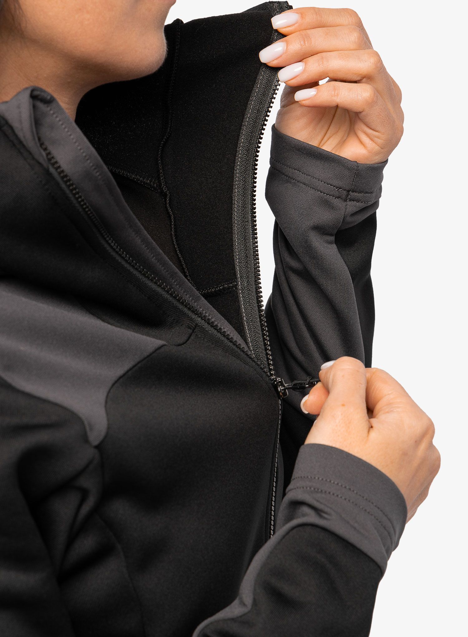 Ženska dukserica od flisa Haglofs Astral Hood - true black/magnetite