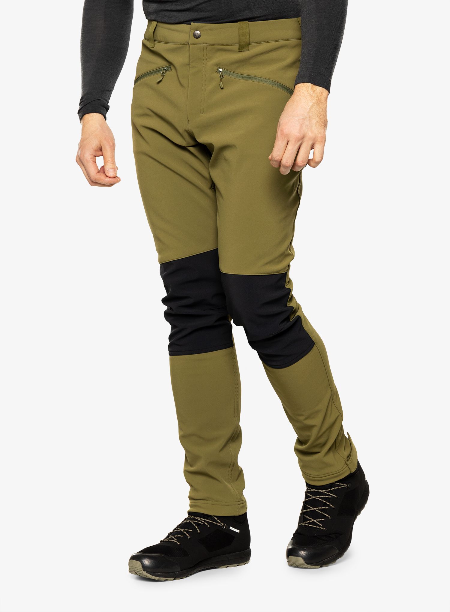 Softshell hlače Haglofs Chilly Softshell Pant - olive green/true black