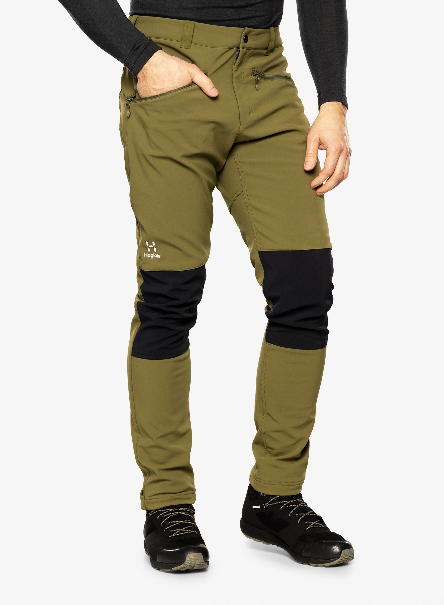 Softshell hlače Haglofs Chilly Softshell Pant - olive green/true black