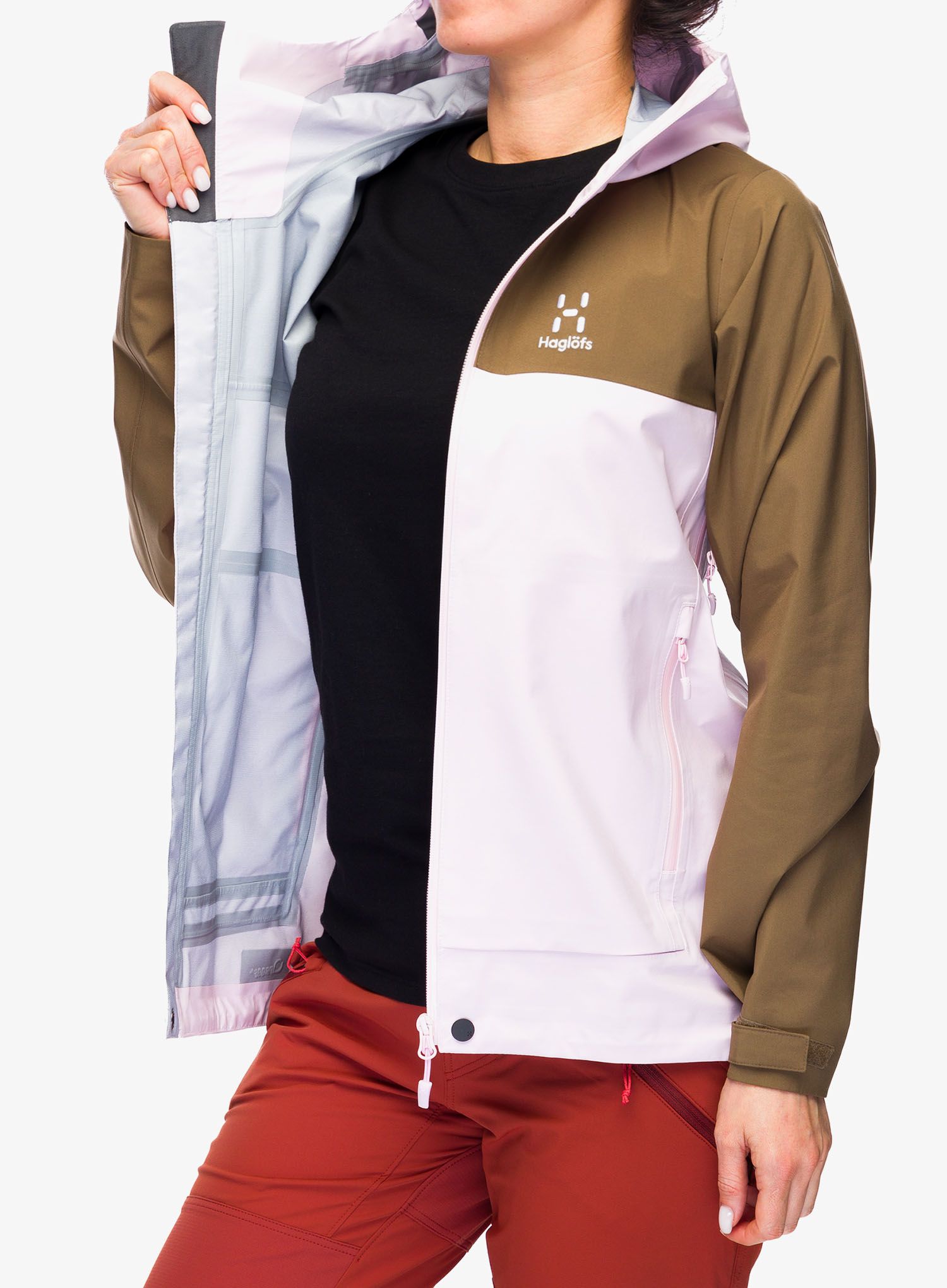 Ženska jakna s membranom Haglofs Front Proof Jacket - fresh pink/teak brown
