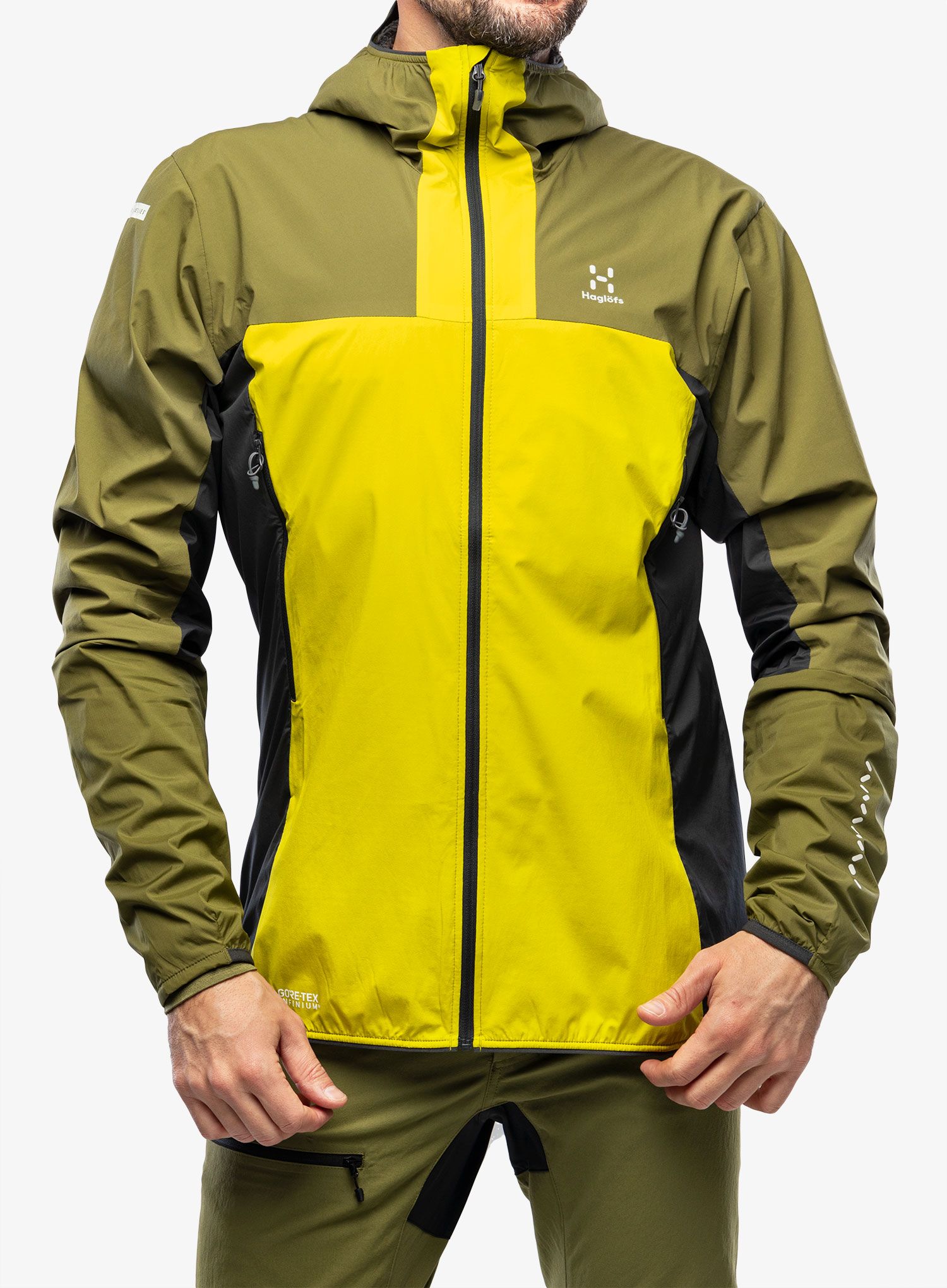 Jakna s postavom Haglofs L.I.M Alpha Hood - aurora/olive green