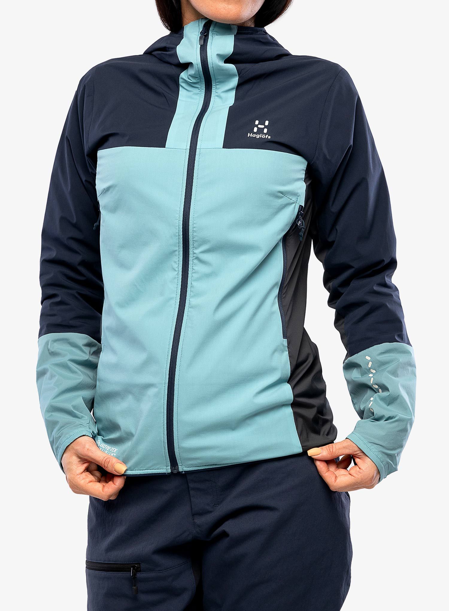 Jakna s postavom ženska Haglofs L.I.M Alpha Hood - frost blue/tarn blue