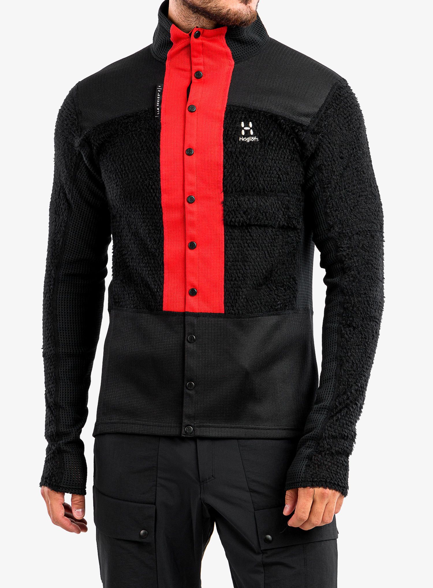 Dukserica od flisa Haglofs L.I.M ZT Sync 2 Mid Jacket - true black/zenith red