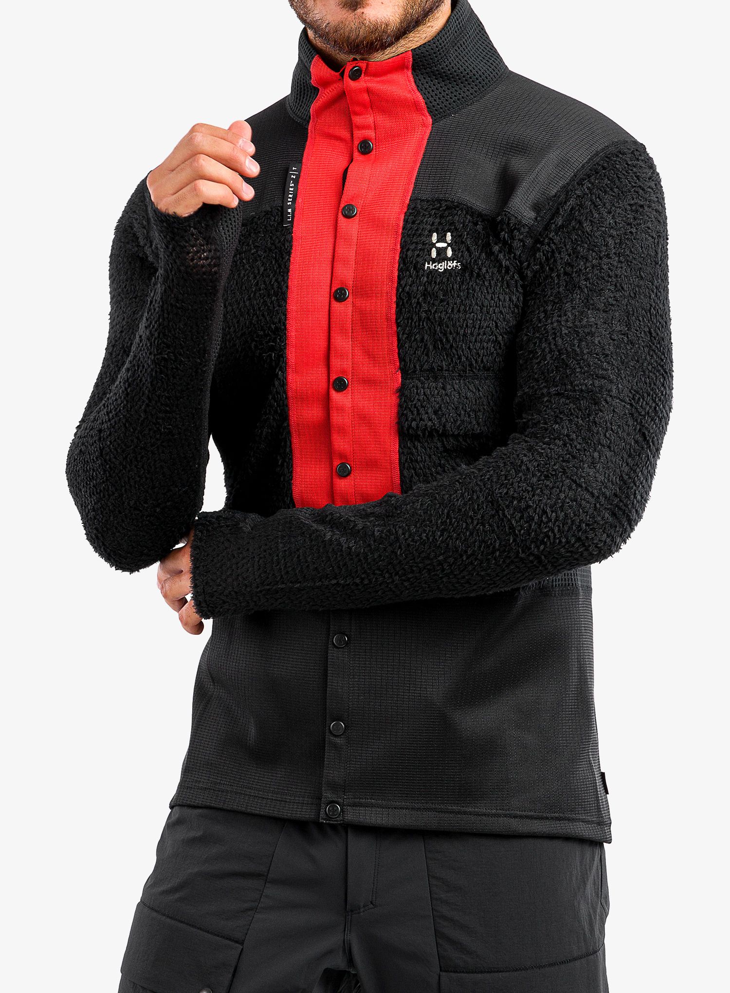 Dukserica od flisa Haglofs L.I.M ZT Sync 2 Mid Jacket - true black/zenith red