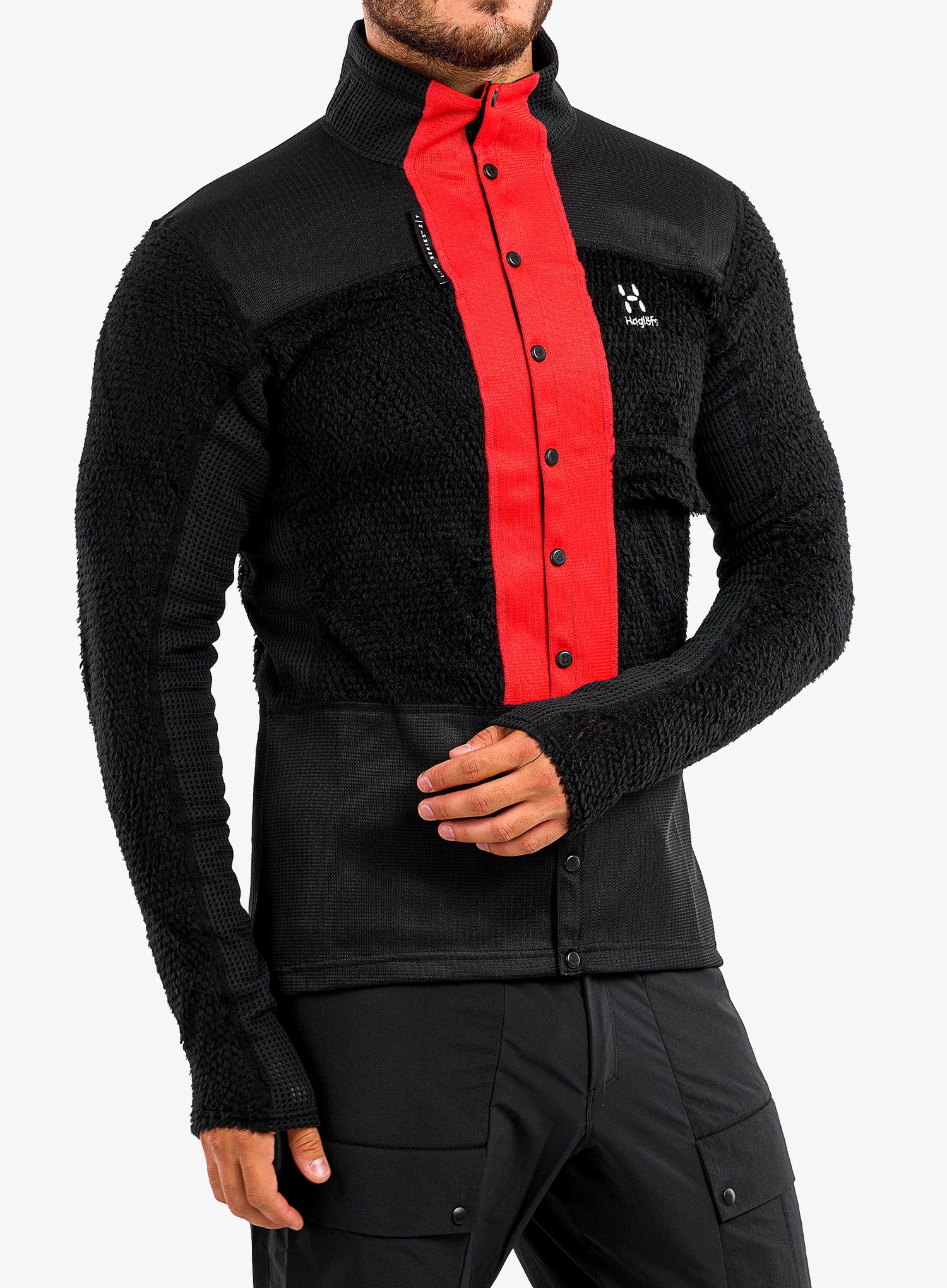 Dukserica od flisa Haglofs L.I.M ZT Sync 2 Mid Jacket - true black/zenith red