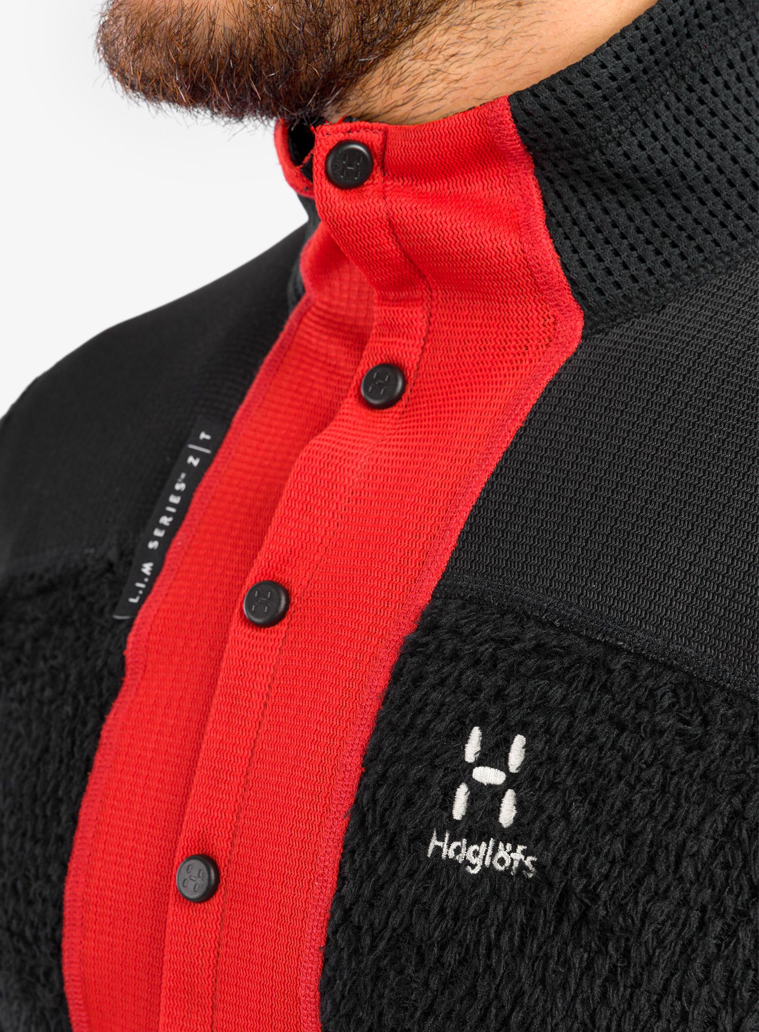 Dukserica od flisa Haglofs L.I.M ZT Sync 2 Mid Jacket - true black/zenith red