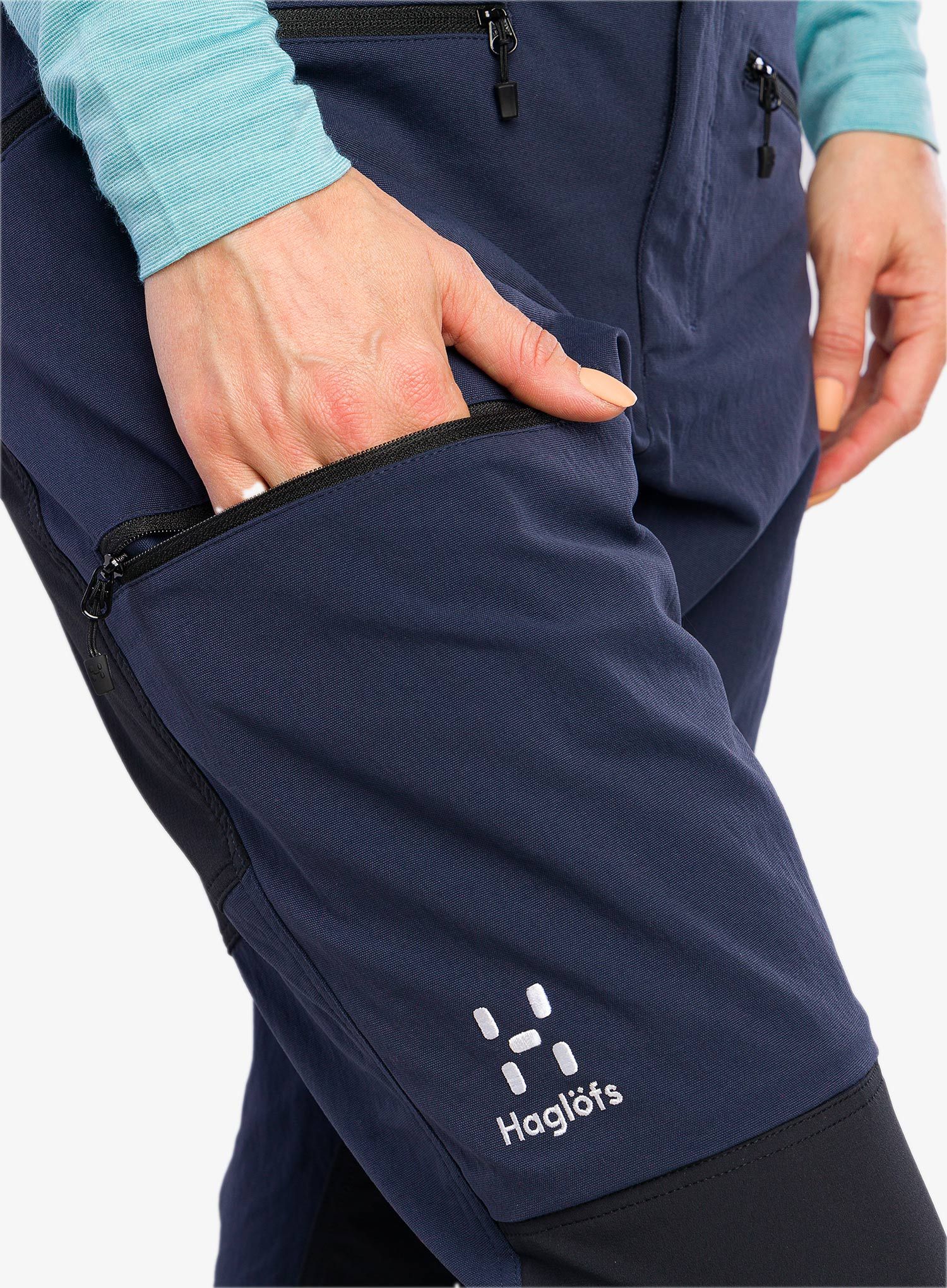 Ženske trekking hlače Haglofs Mid Slim Pant - tarn blue/true black