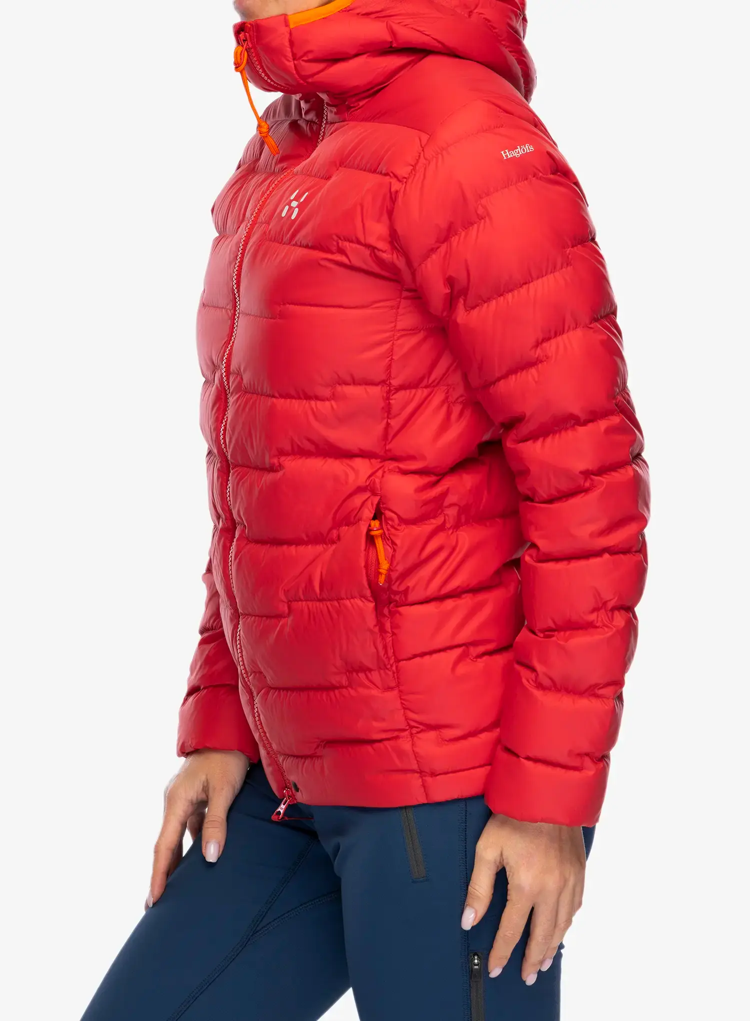 Ženska perjana jakna Haglofs ROC Flash Down Hood - bright red