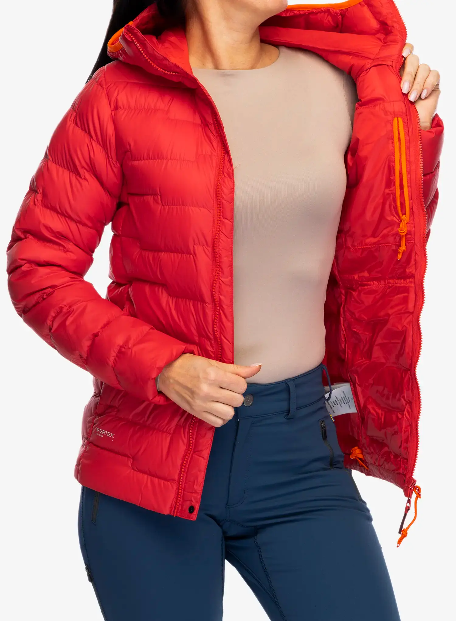 Ženska perjana jakna Haglofs ROC Flash Down Hood - bright red