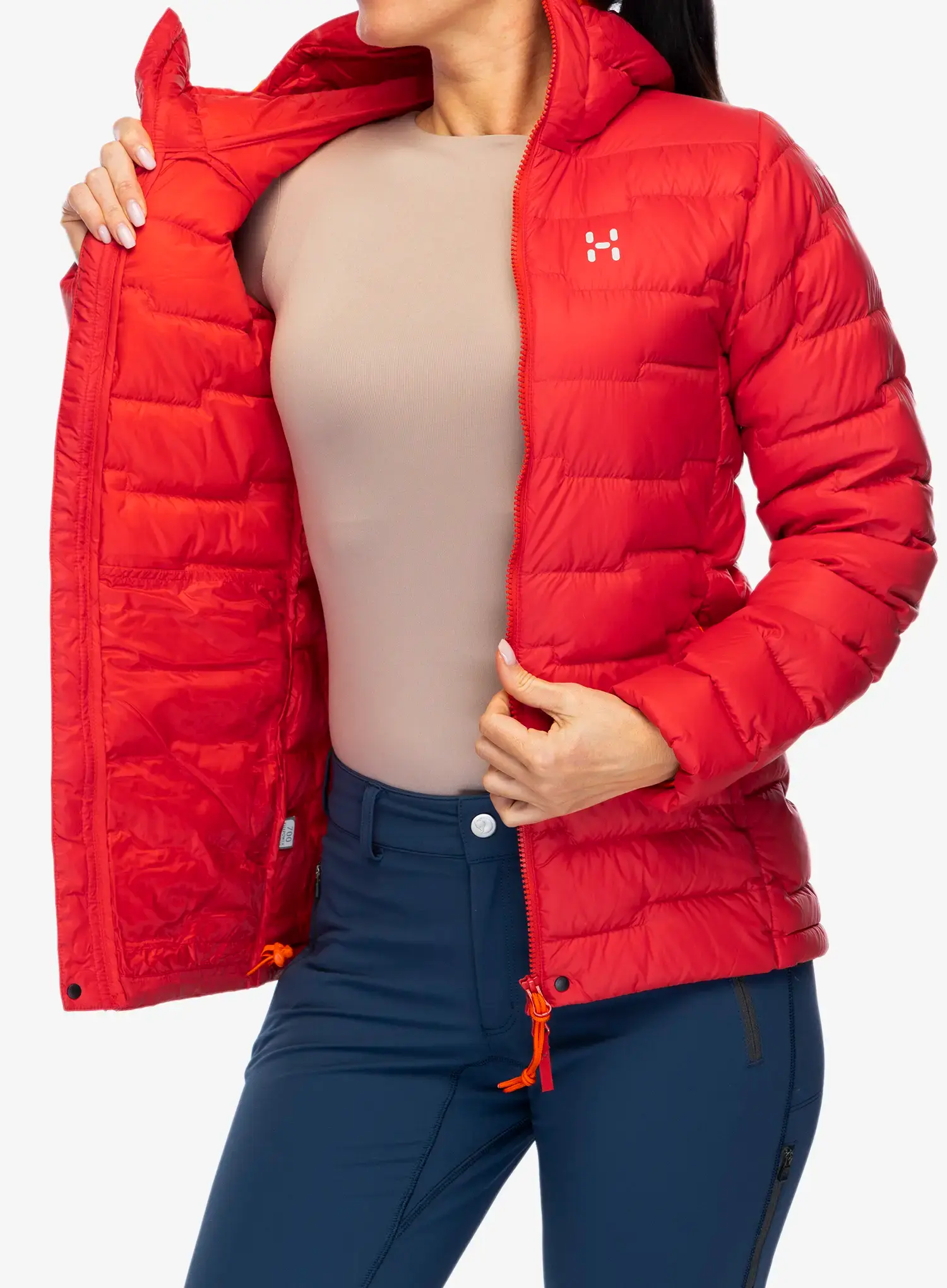 Ženska perjana jakna Haglofs ROC Flash Down Hood - bright red