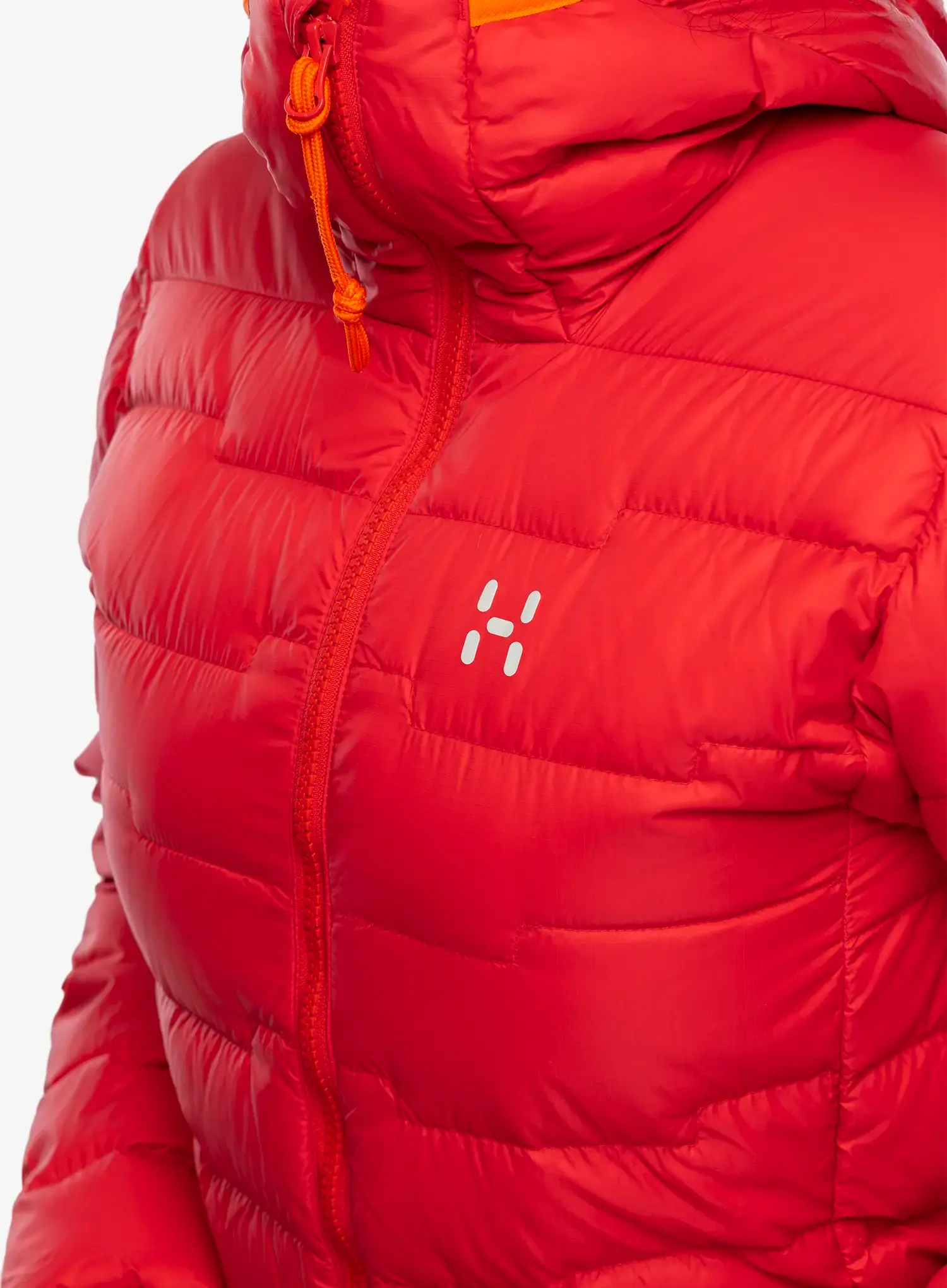 Ženska perjana jakna Haglofs ROC Flash Down Hood - bright red