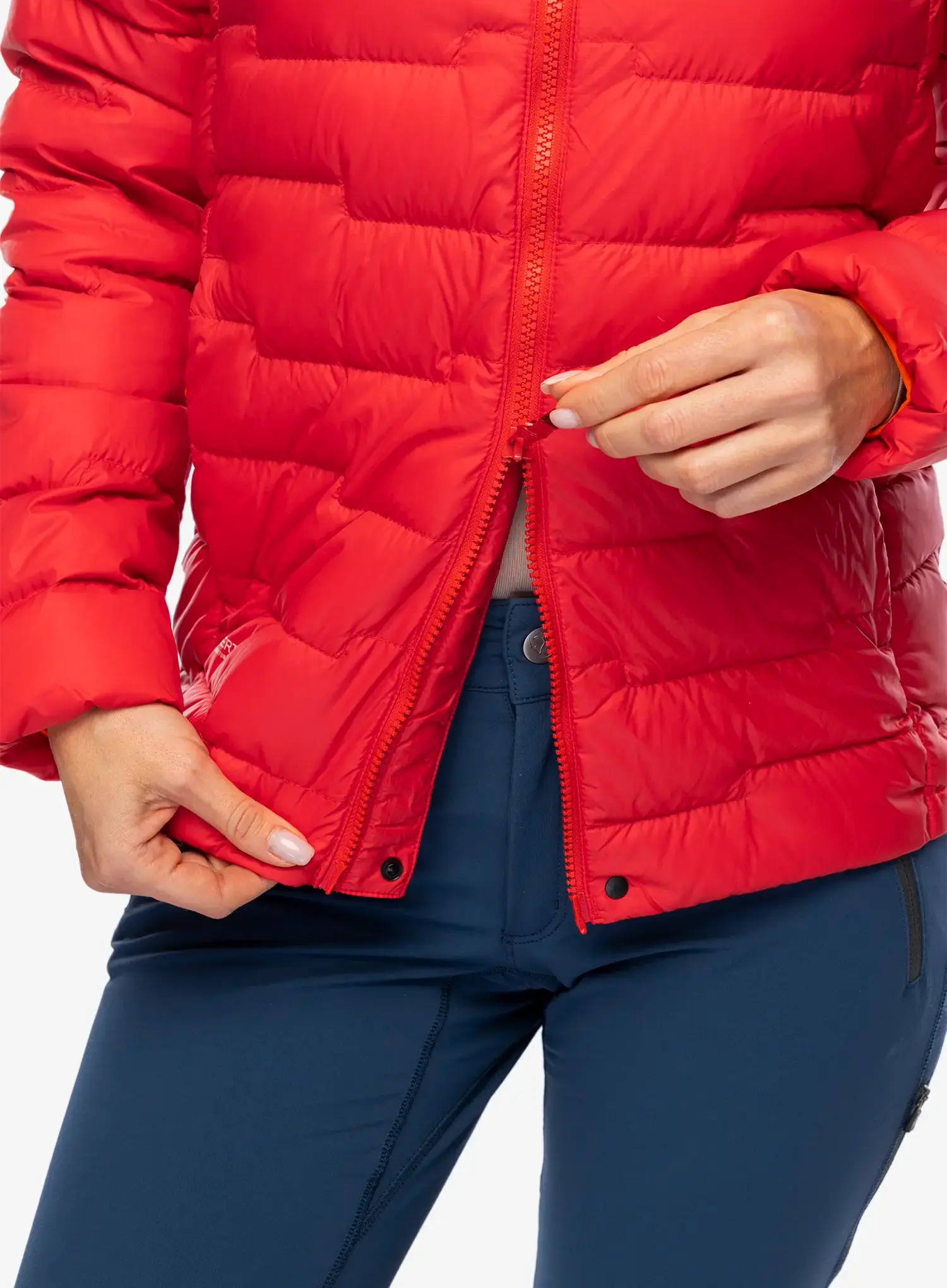 Ženska perjana jakna Haglofs ROC Flash Down Hood - bright red