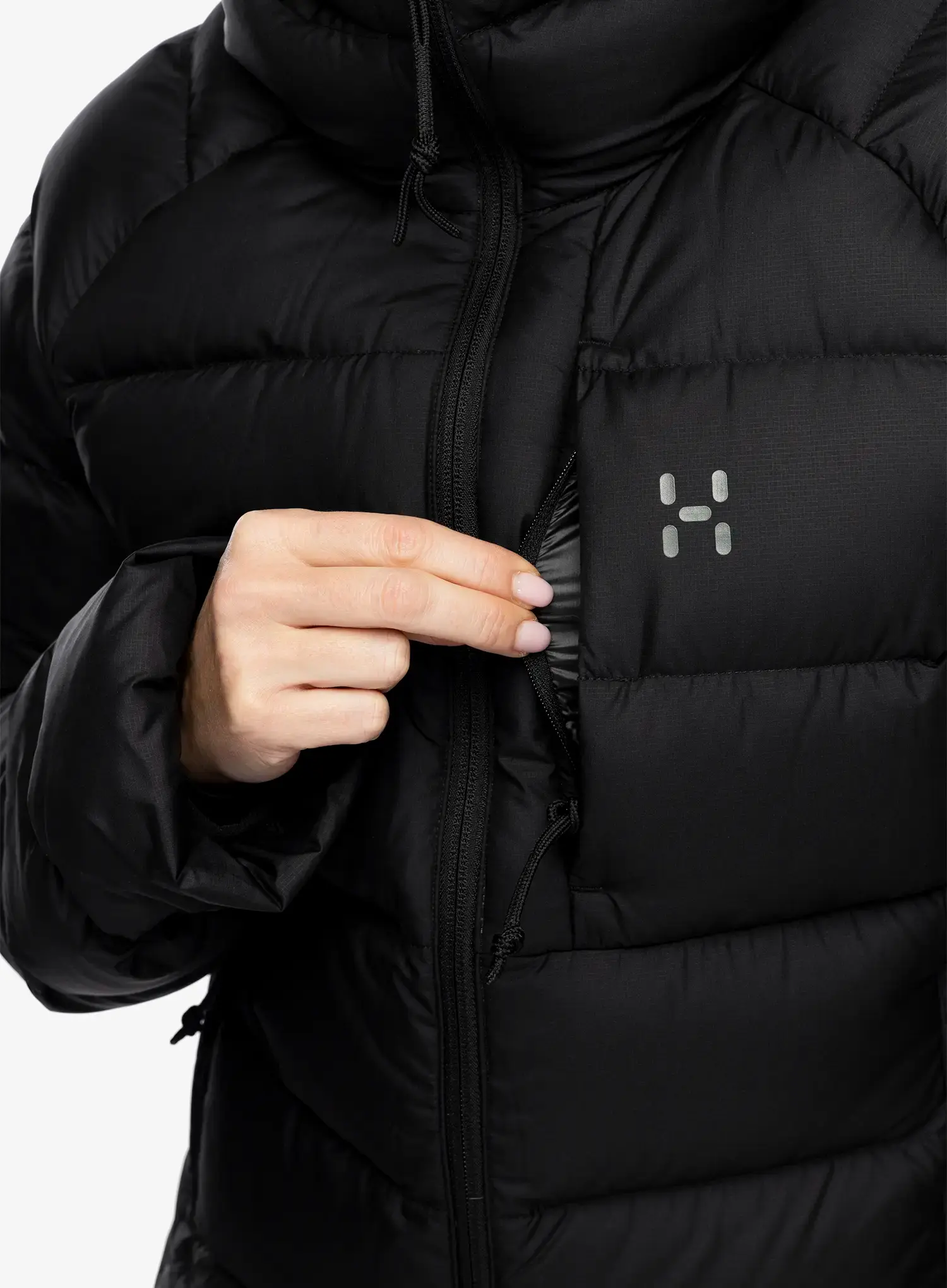 Ženska perjana jakna Haglofs Rosson Down Hood - true black