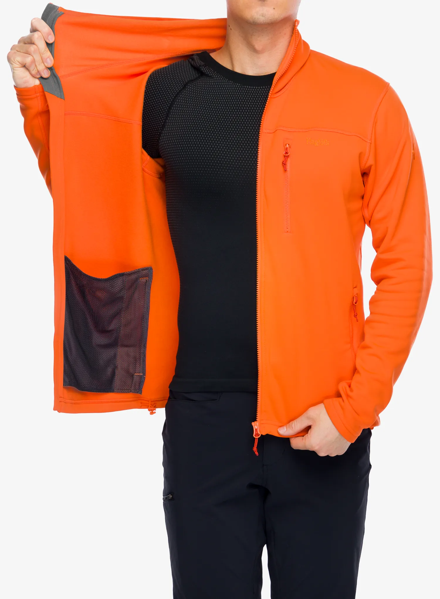 Dukserica od flisa Haglofs Rosson Mid Hood - blaze orange