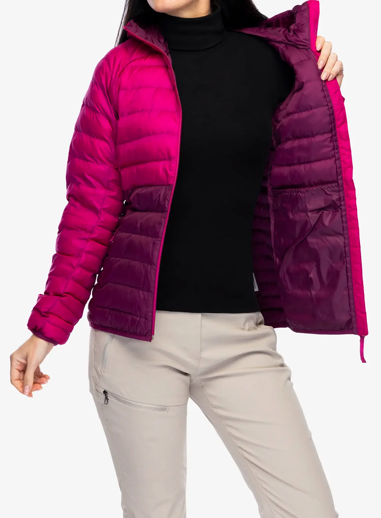 Jakna s postavom ženska Helly Hansen Banff Hooded Insulator - dark magenta/magenta 2.0