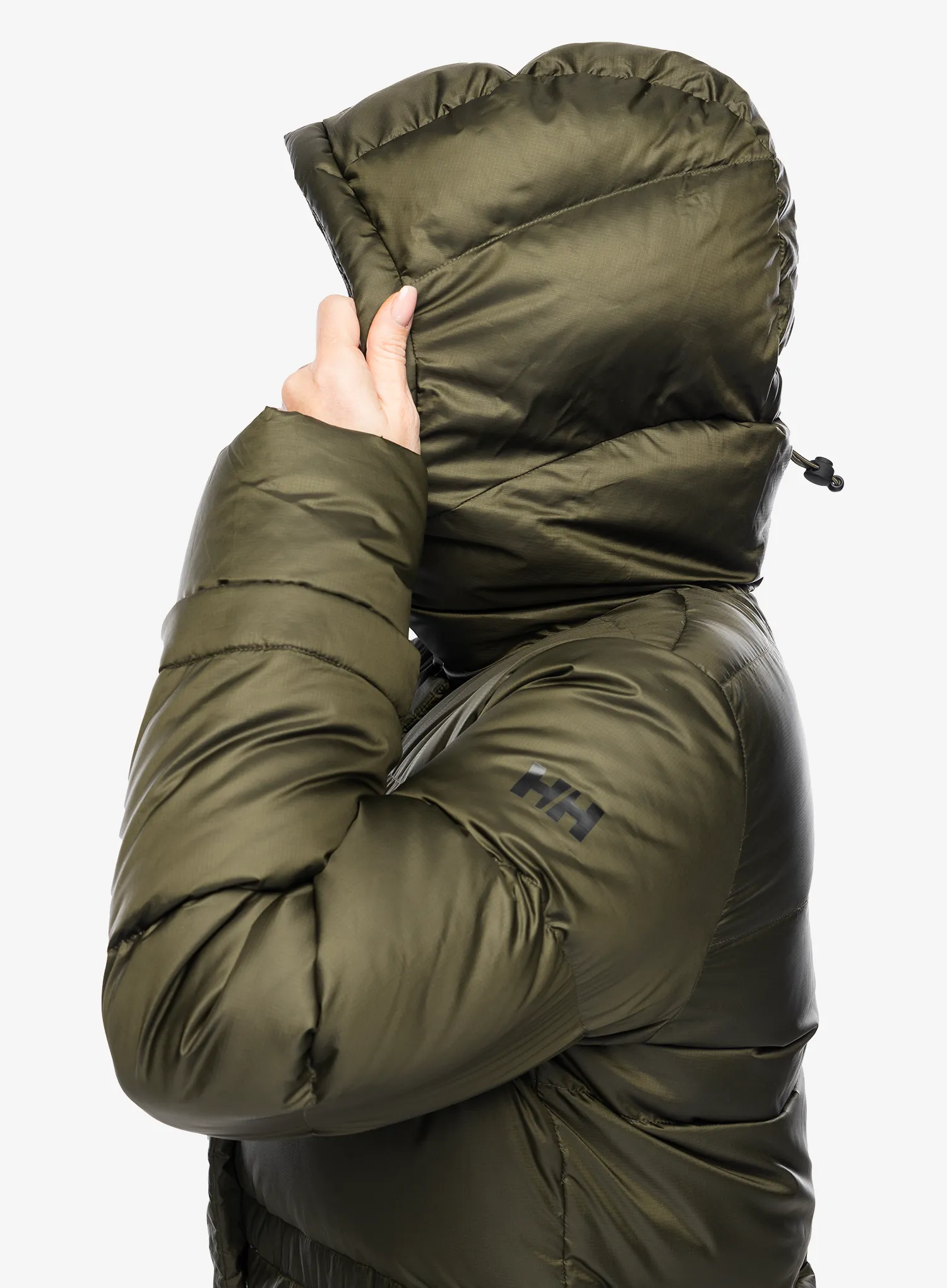 Ženski perjani kaput Helly Hansen Essence Long Down Coat - utility green/snow