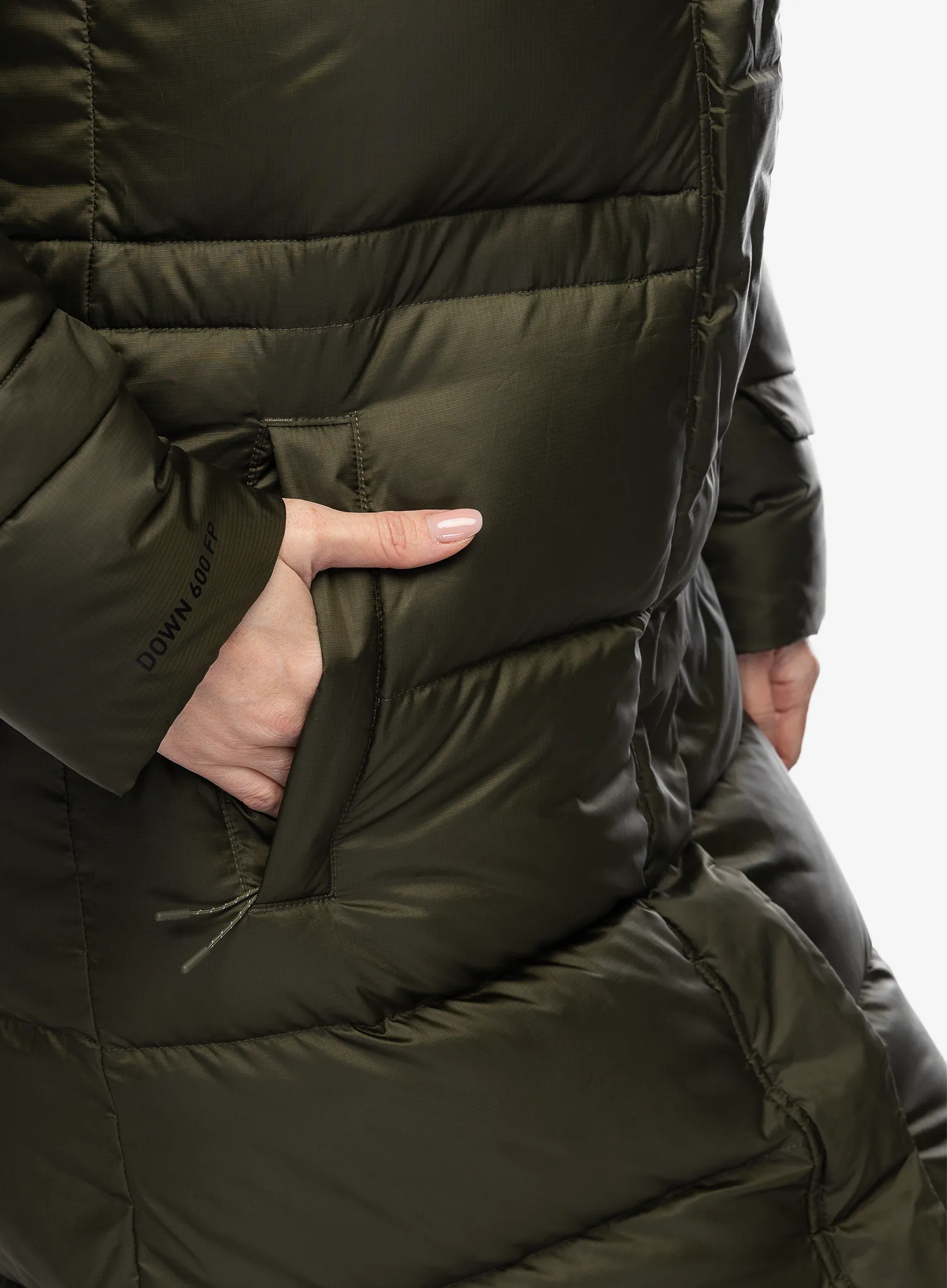 Ženski perjani kaput Helly Hansen Essence Long Down Coat - utility green/snow