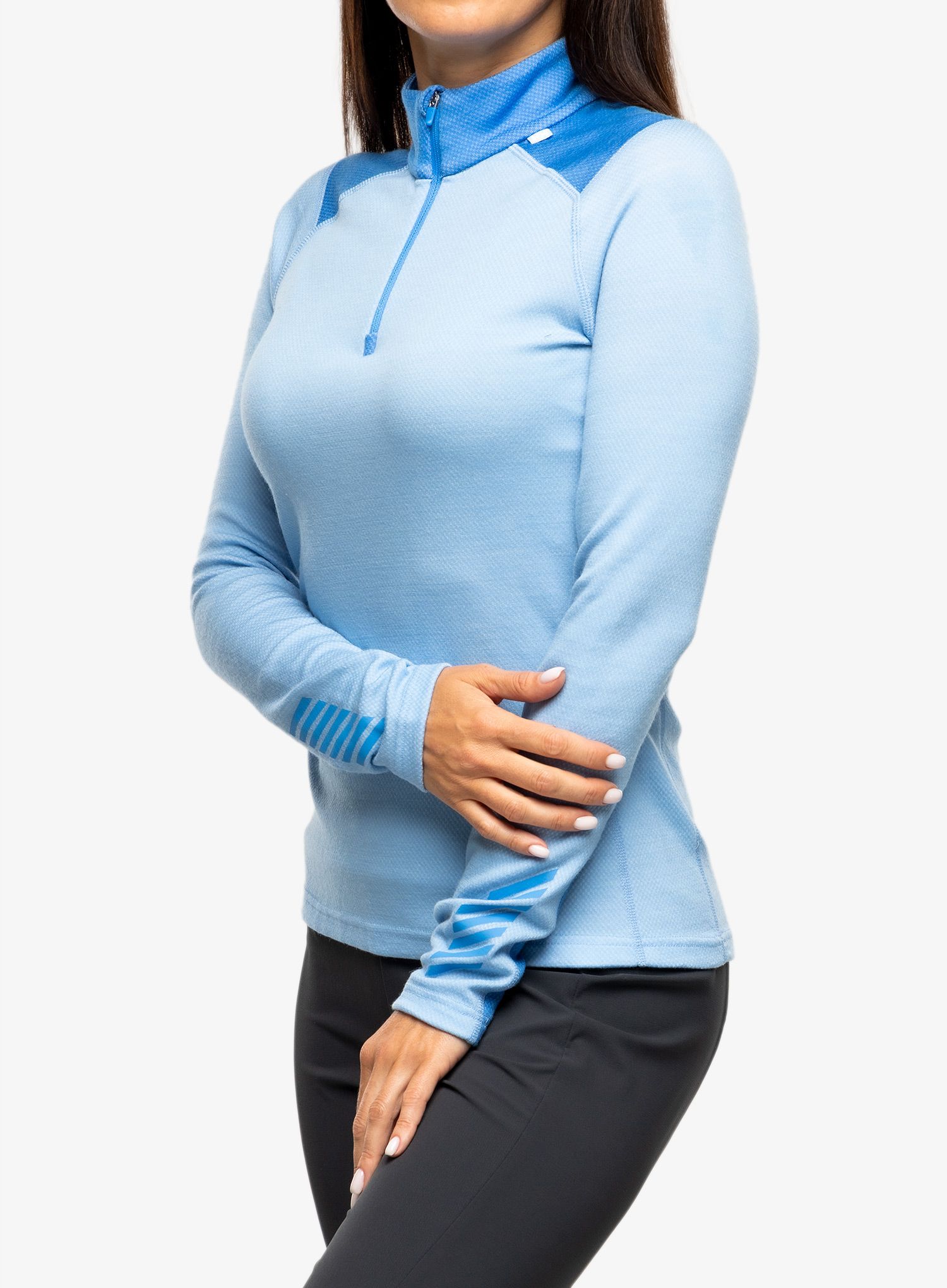 Ženska termoaktivna dukserica Helly Hansen LIFA Merino Midweight 1/2 Zip - bright blue