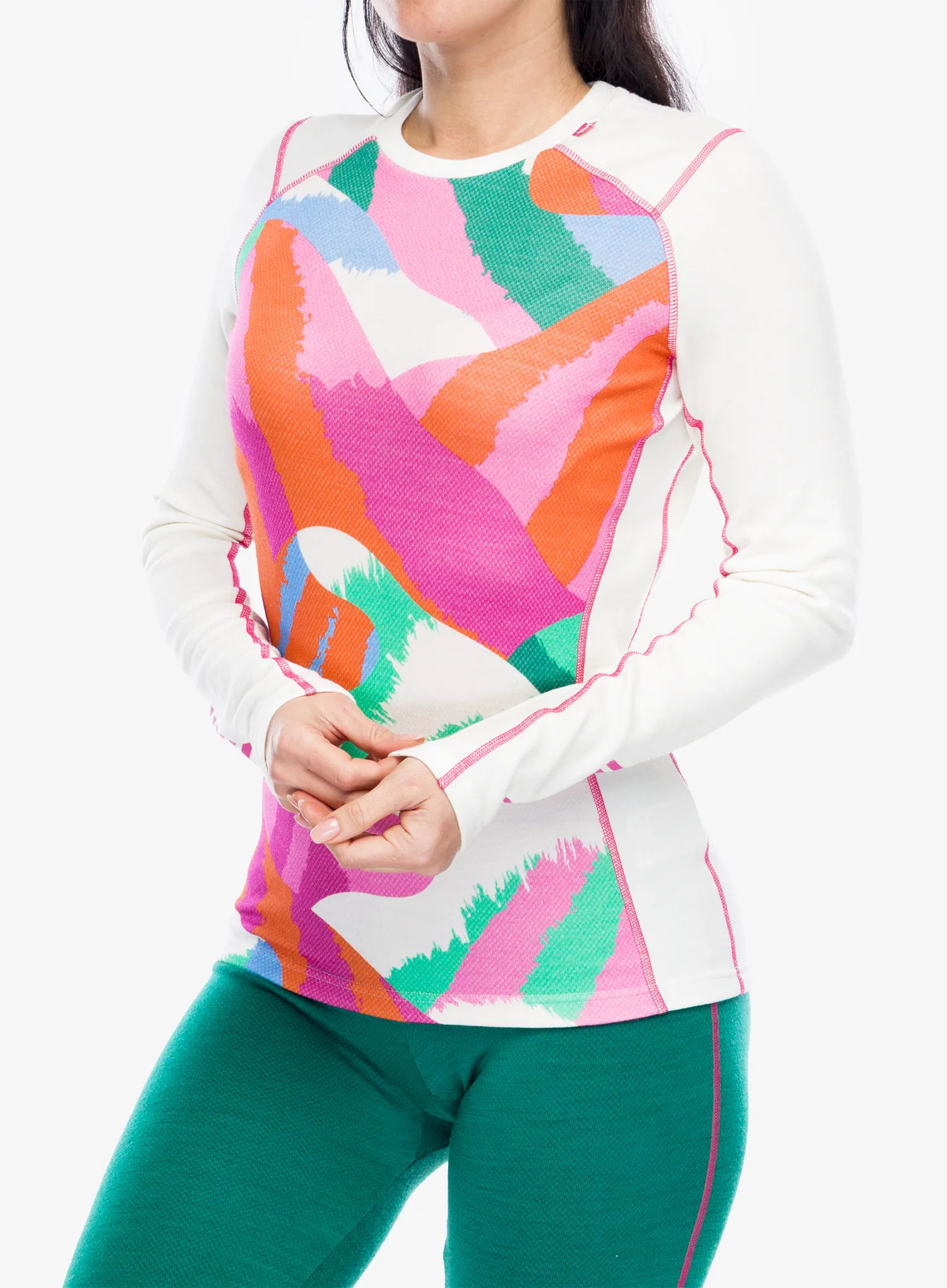 Ženska termoaktivna dukserica Helly Hansen LIFA Merino Midweight Graphic Crew - off white jpb aop