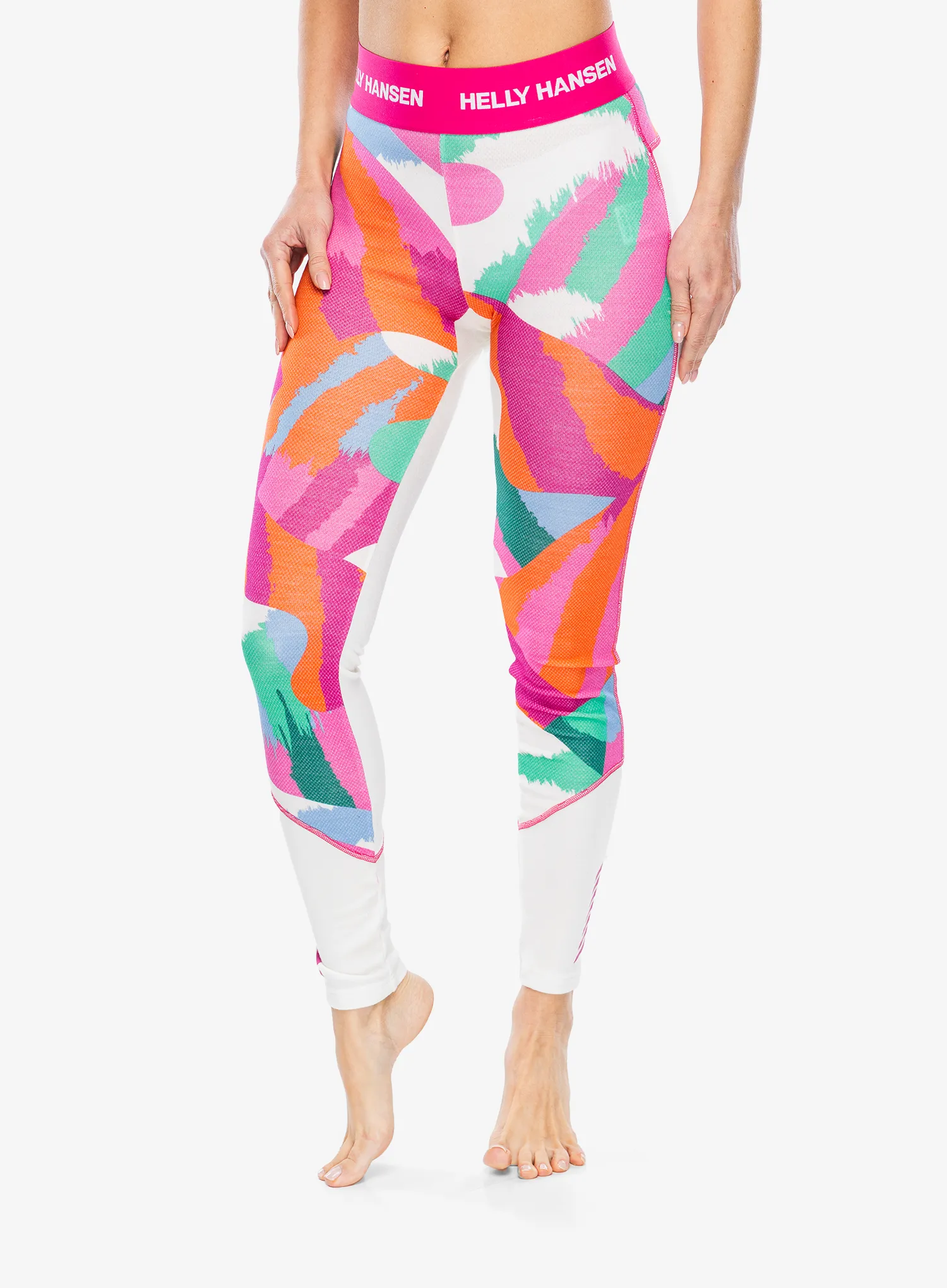 Ženske termo tajice Helly Hansen LIFA Merino Midweight Graphic Pant - off white jpb aop