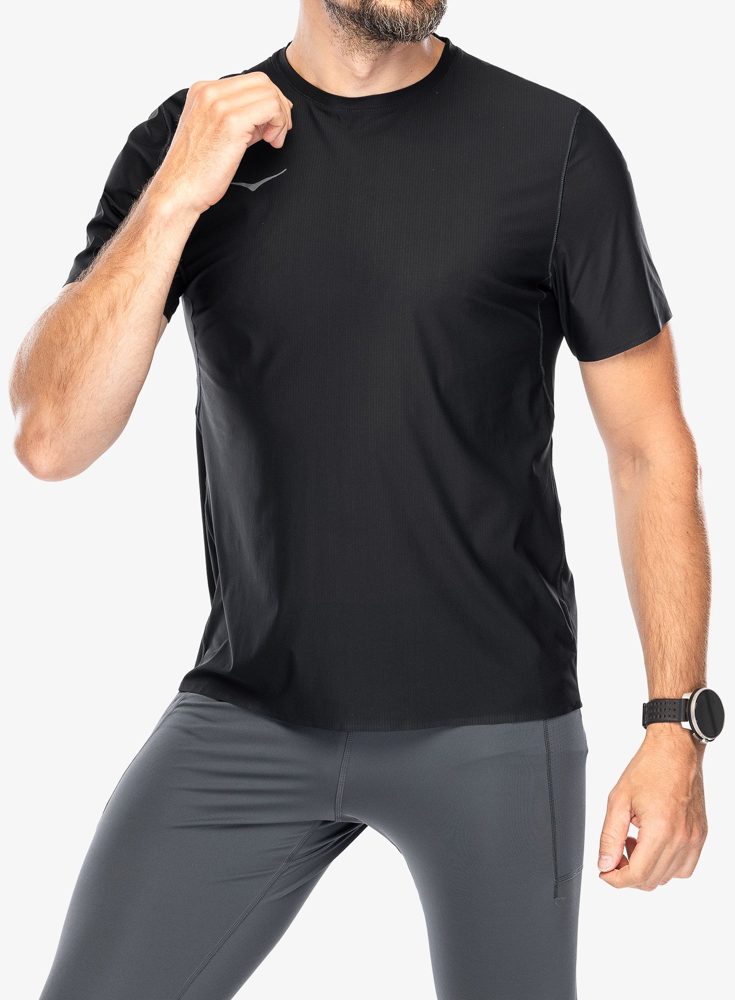 Majica za trčanje Hoka Performance Run Short Sleeve - black