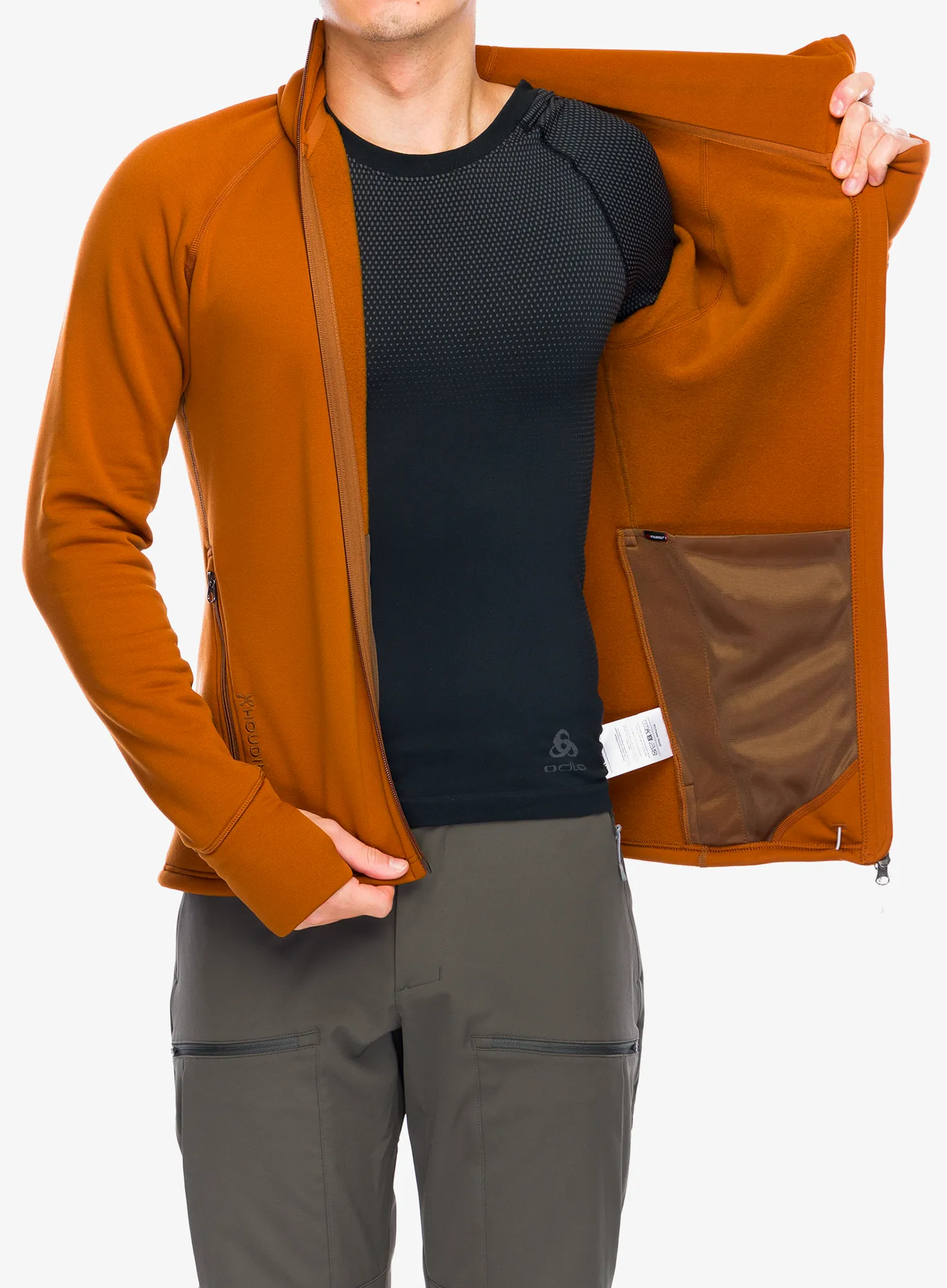 Dukserica od flisa s kapuljačom Houdini Power Houdi - cinnamon brown