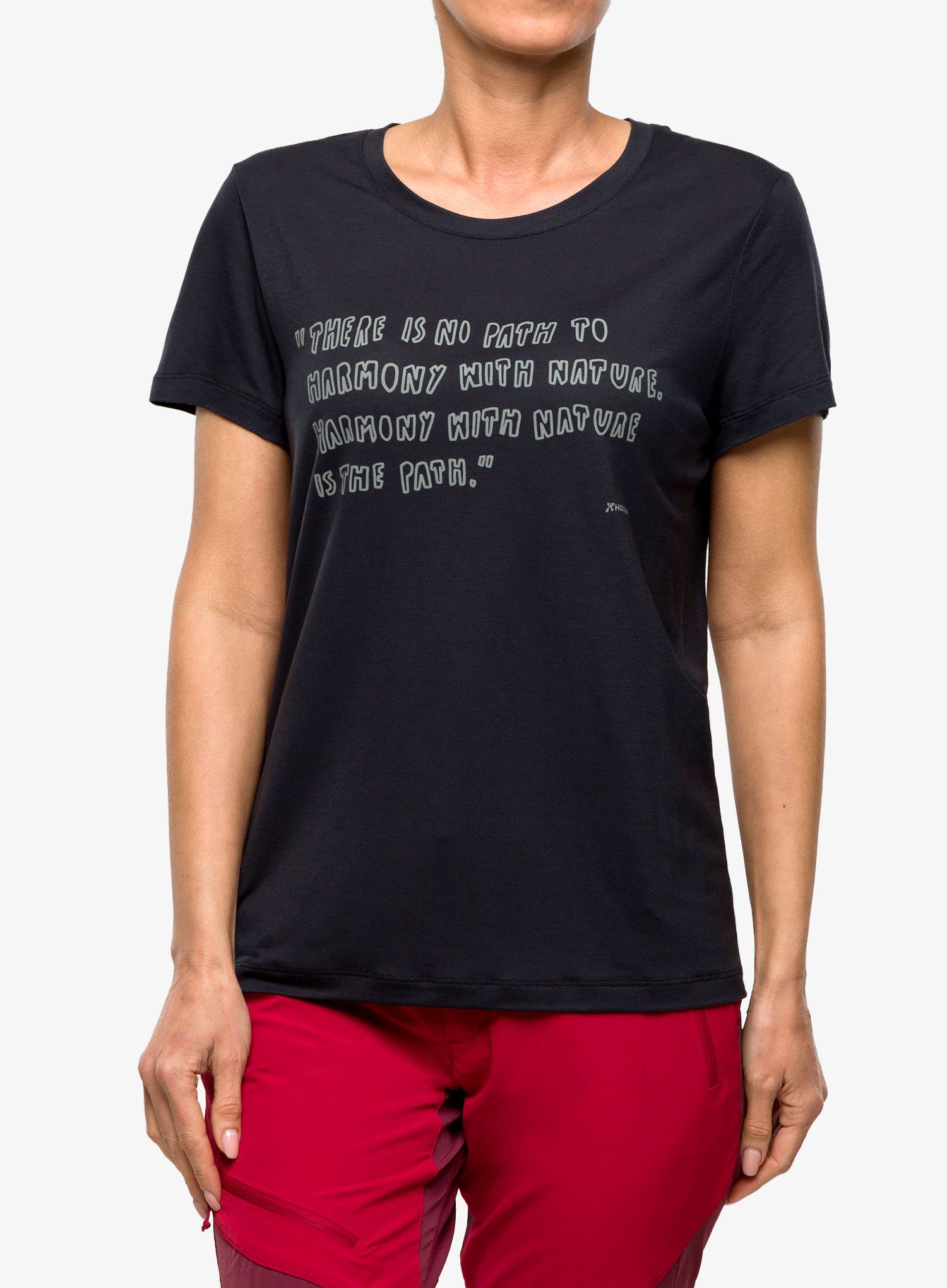 Ženska majica Houdini Tree Message Tee - true black/reconnect