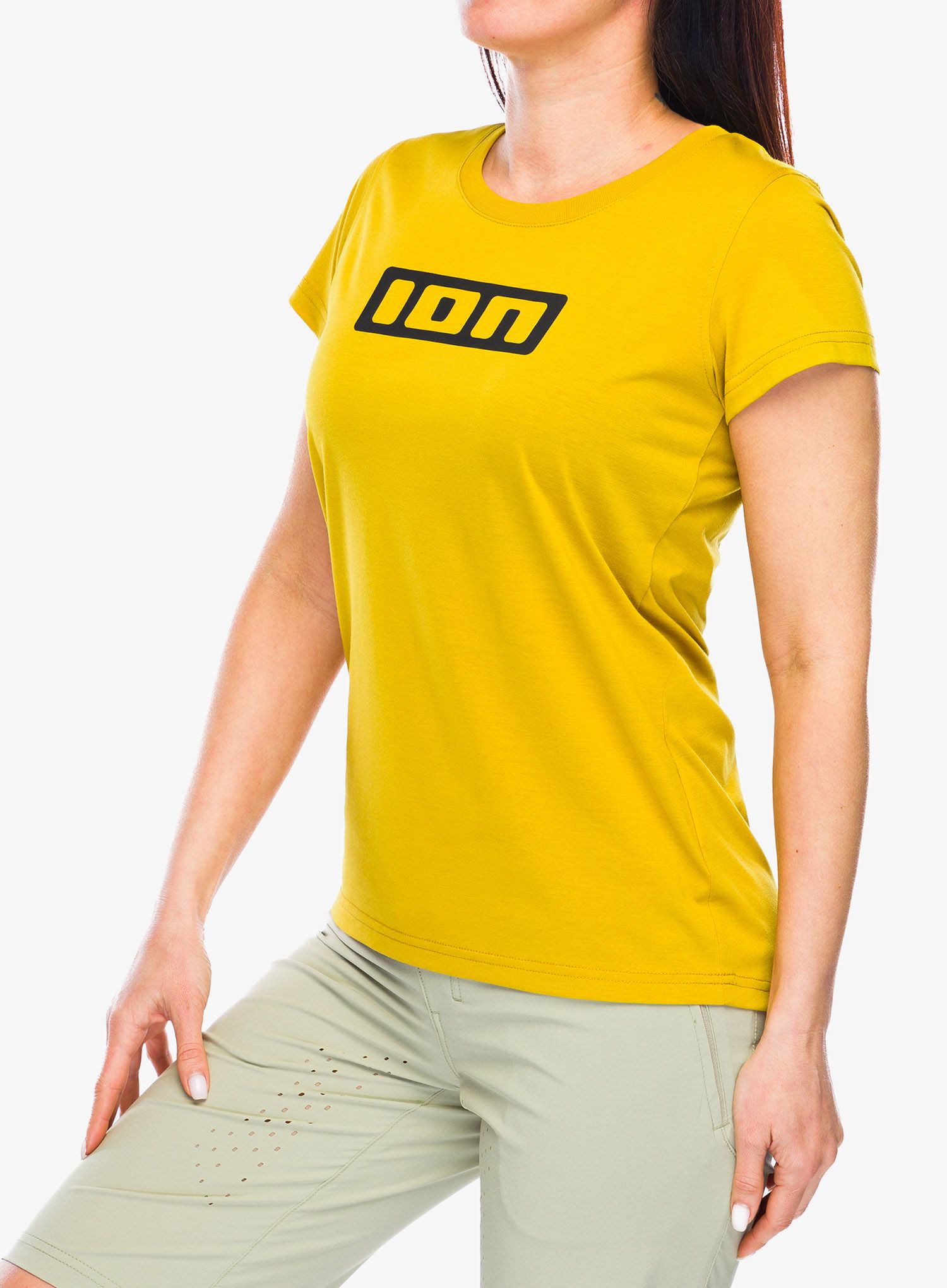 Ženska biciklistička majica ION Logo SS DR - dark/amber