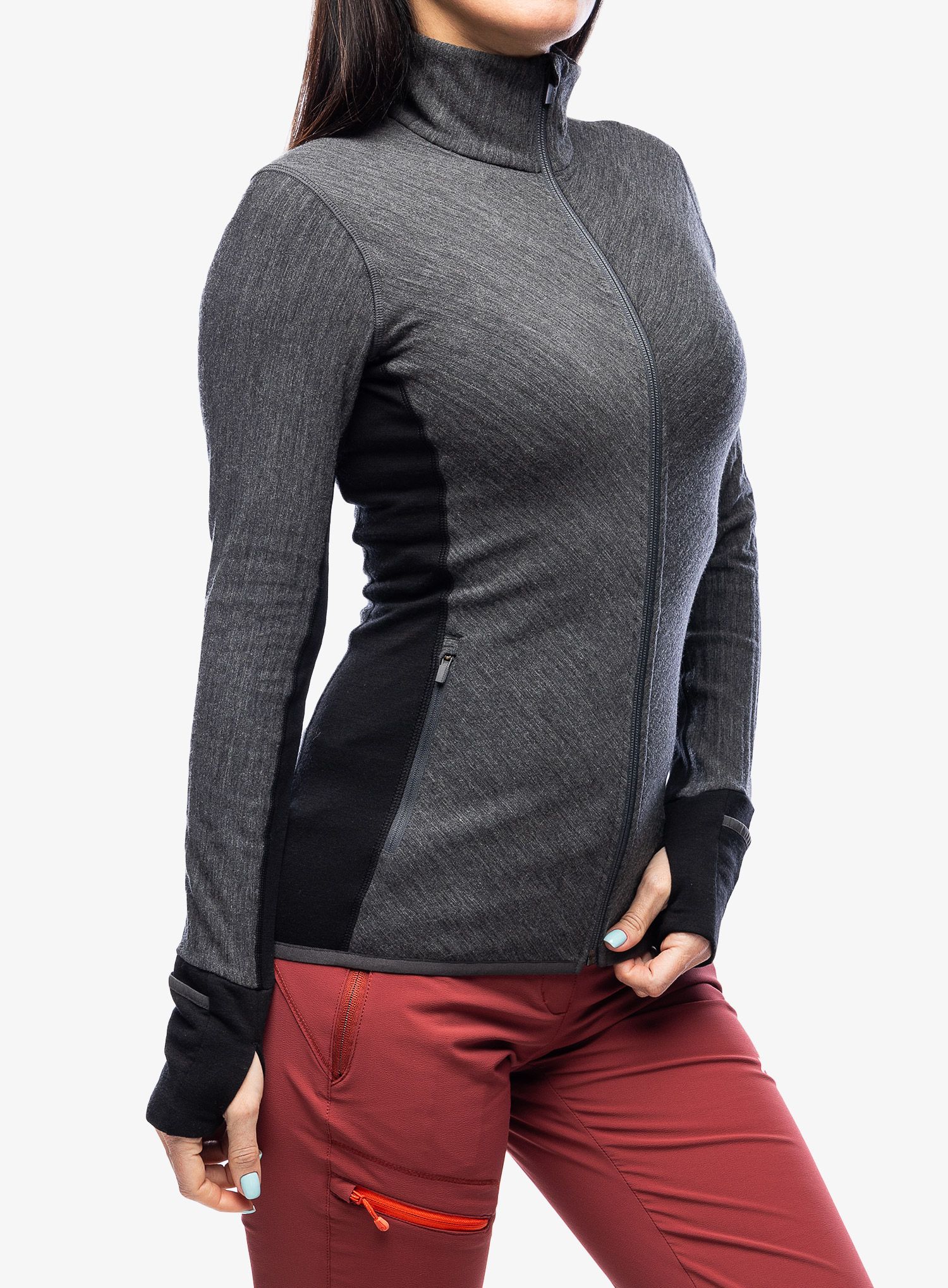 Ženska dukserica Icebreaker Descender L/S Zip - jet hthr/black