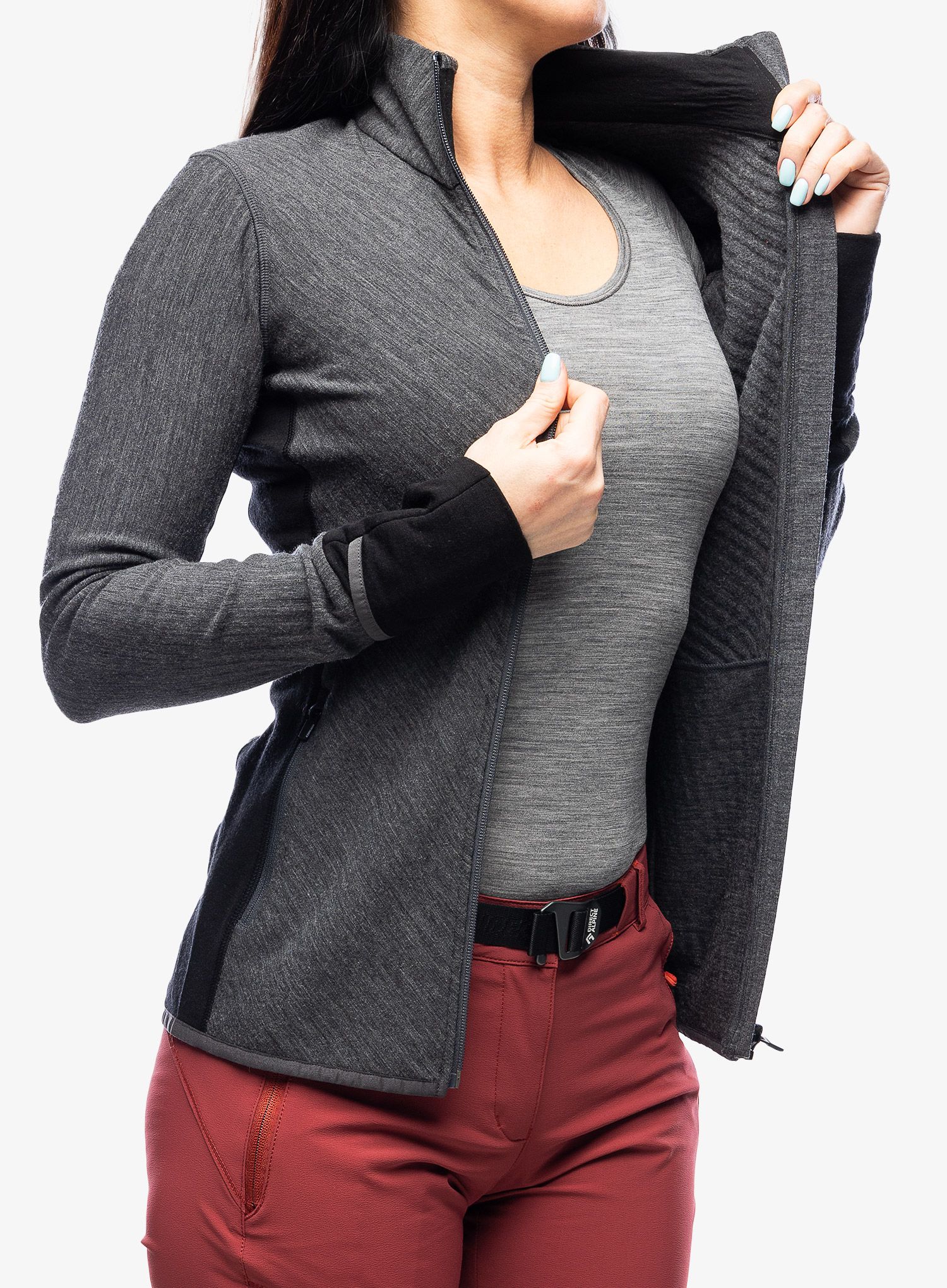 Ženska dukserica Icebreaker Descender L/S Zip - jet hthr/black