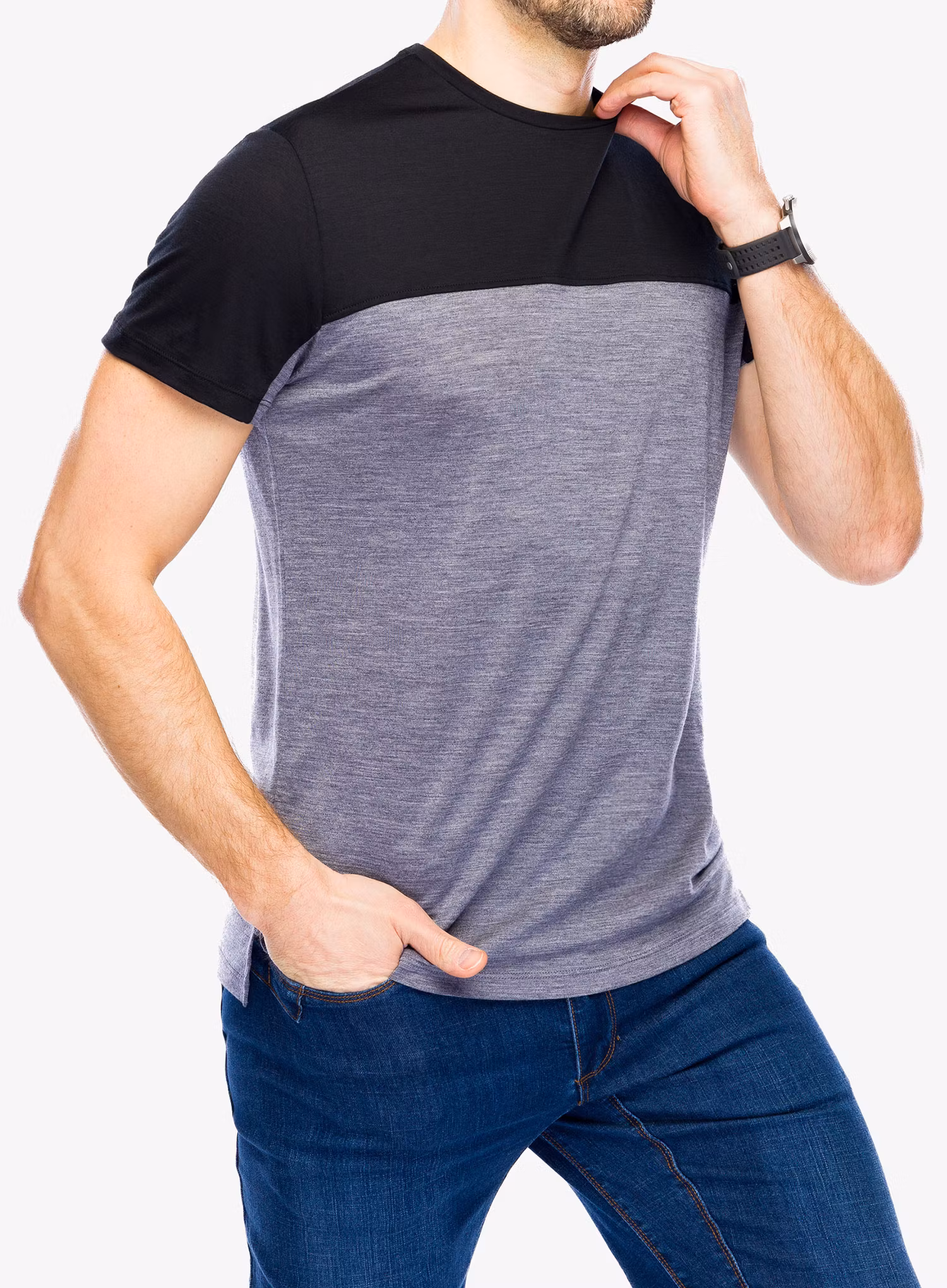 Merino majica Icebreaker Merino 125 Cool-Lite Sphere III SS Tee Colour Block - graphite/black