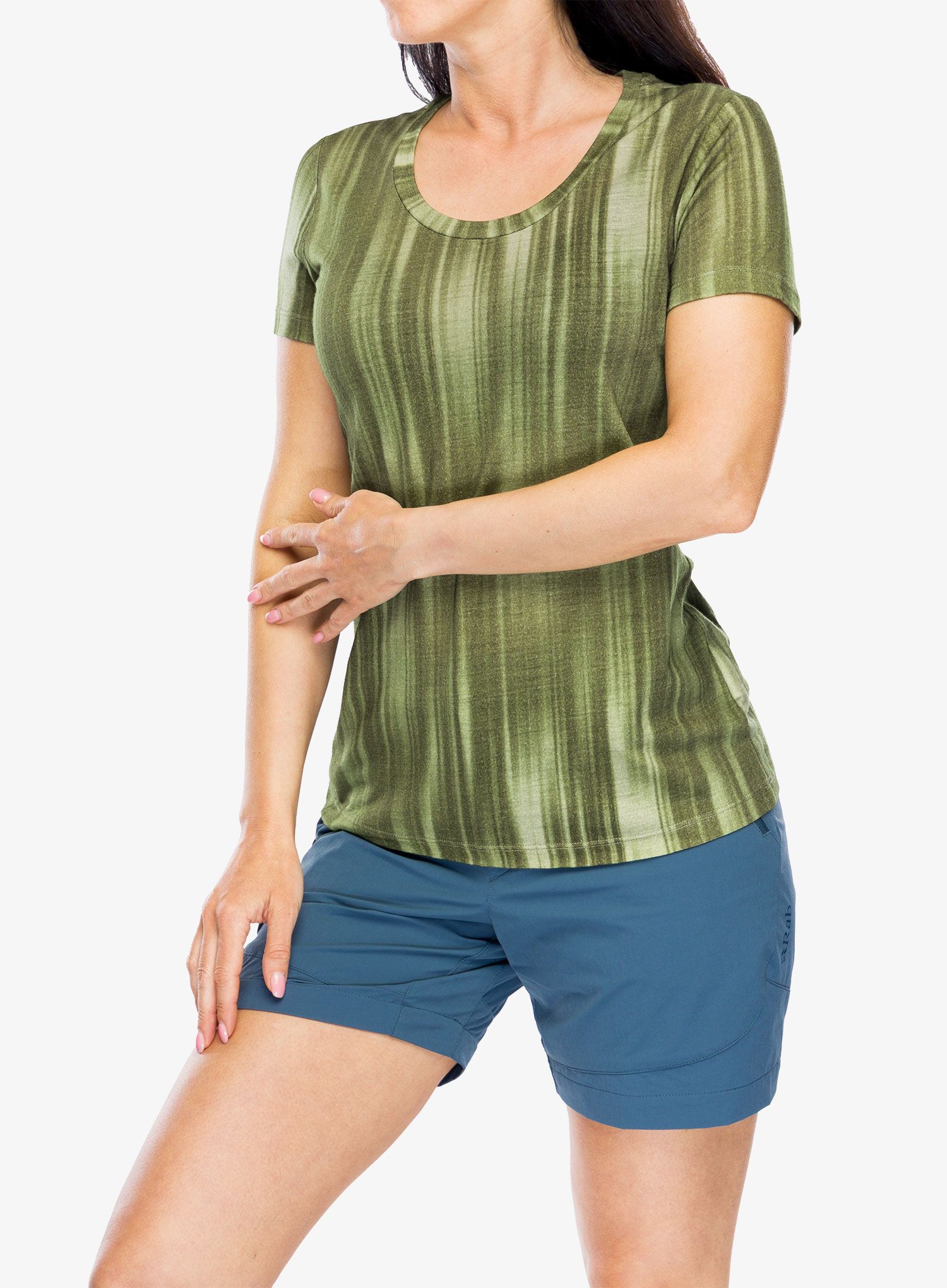 Ženska majica Icebreaker Merino 150 Tech Lite III SS Scoop Tee Light Reflections AOP - lichen/chalk