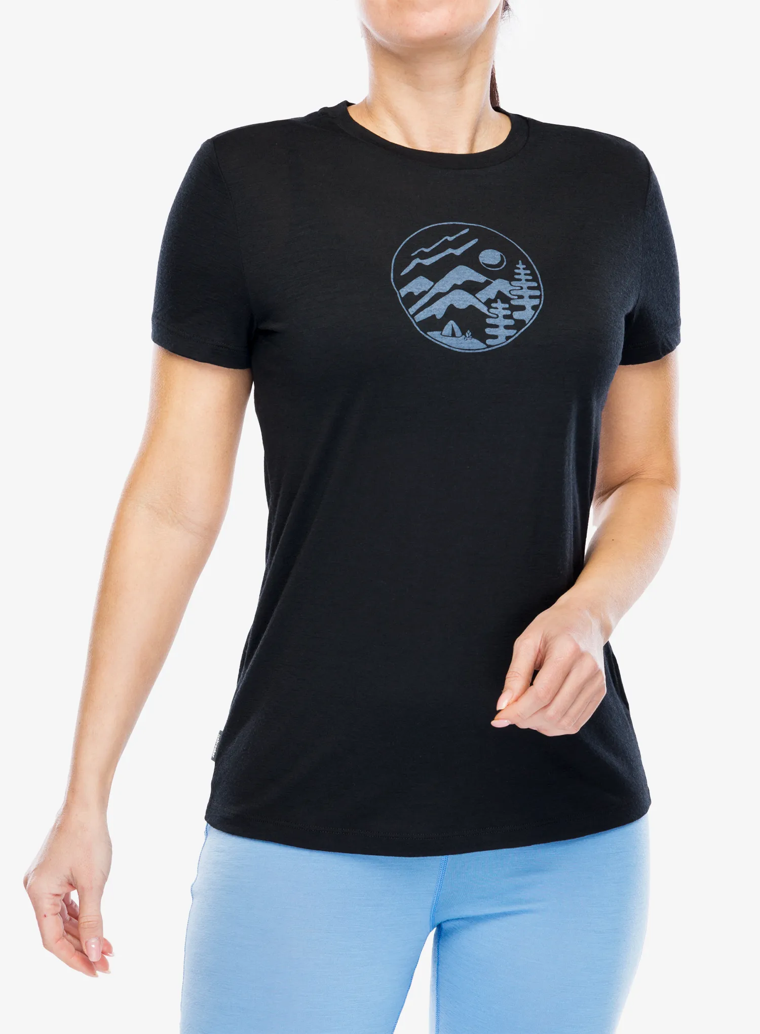 Ženska merino majica Icebreaker Merino 150 Tech Lite III SS Tee Camping Circle - black