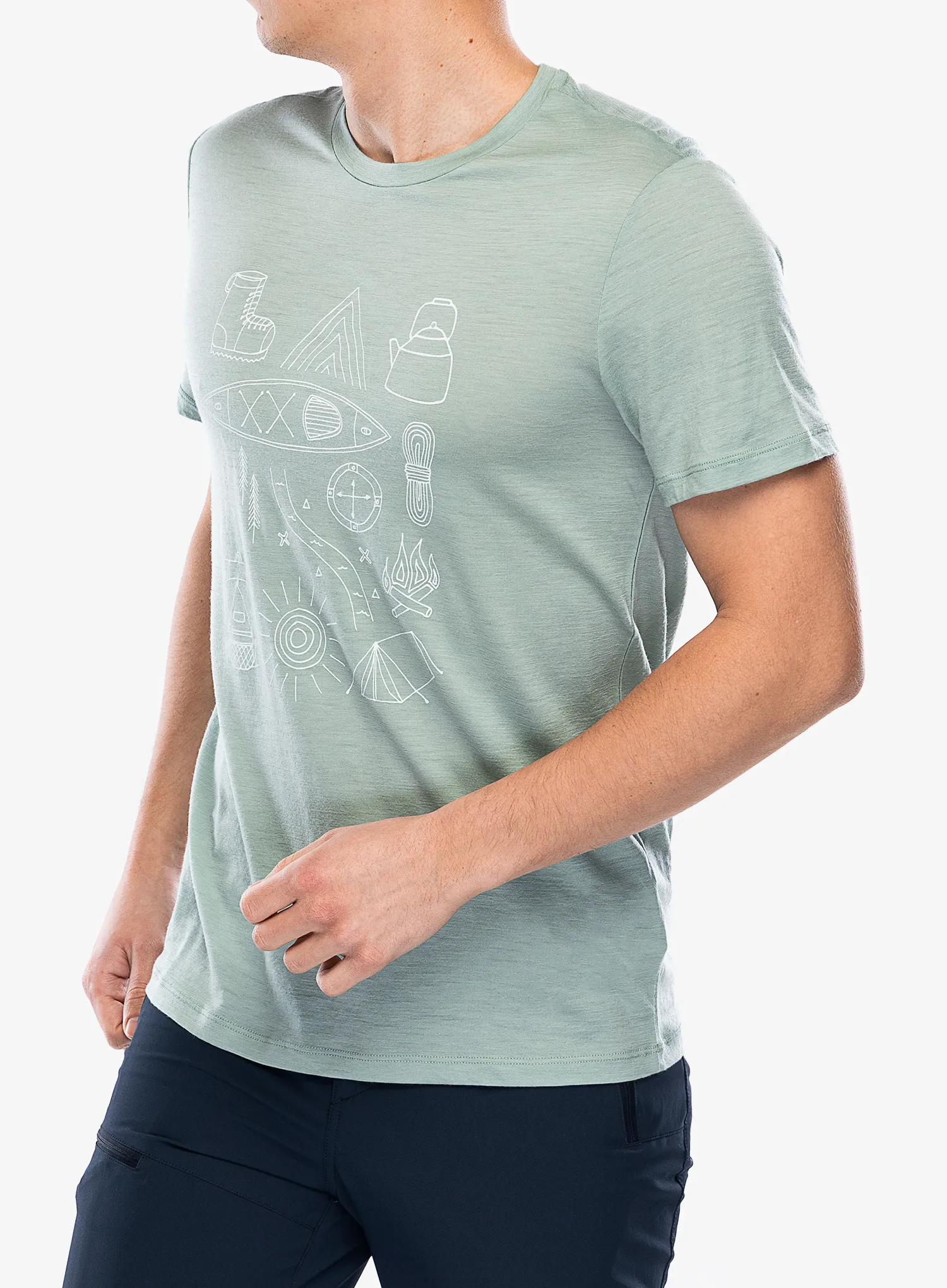 Merino majica Icebreaker Merino 150 Tech Lite SS T Camp Essentials - moss
