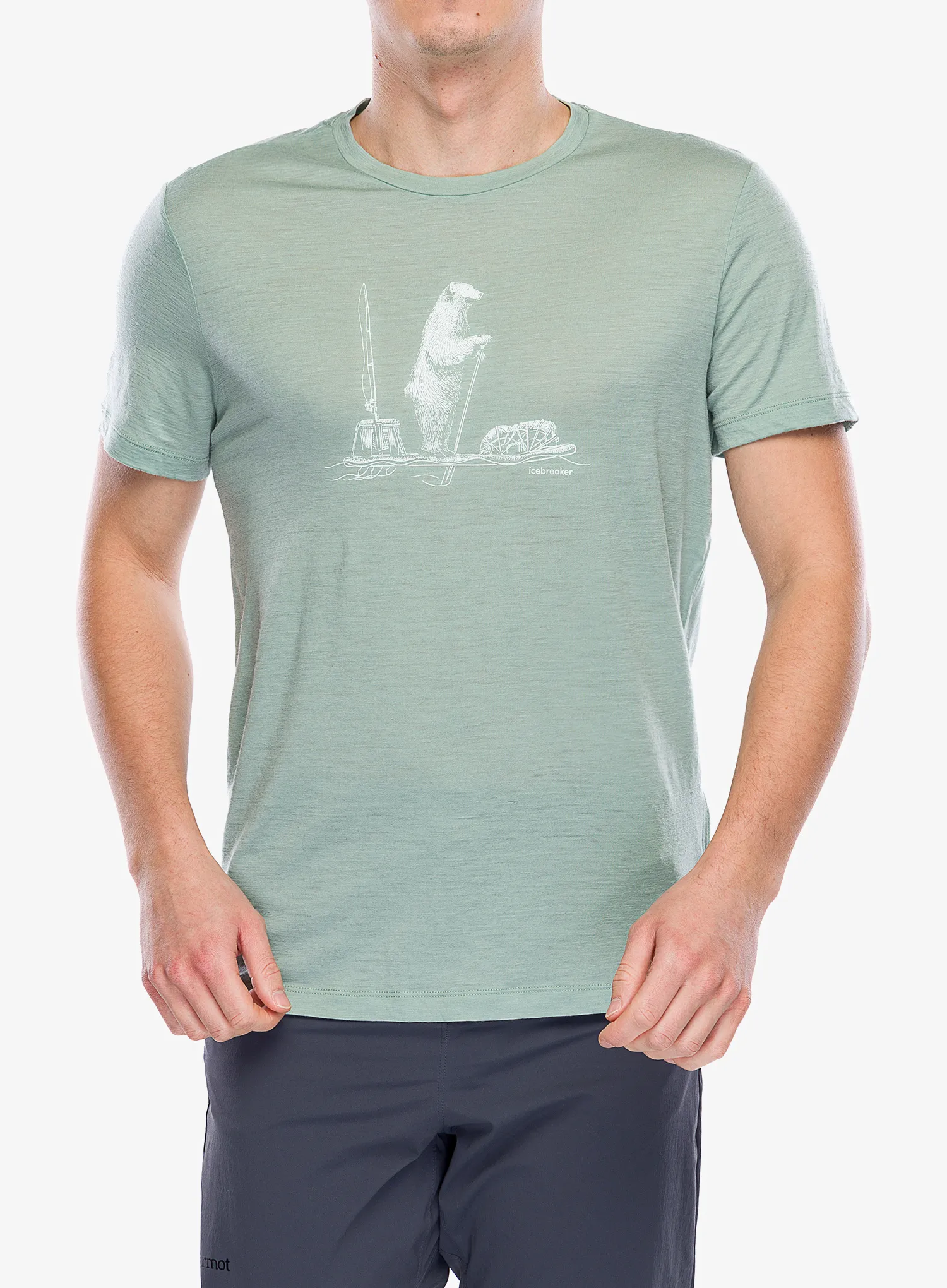 Merino majica Icebreaker Merino 150 Tech Lite SS T Polar Paddle - moss