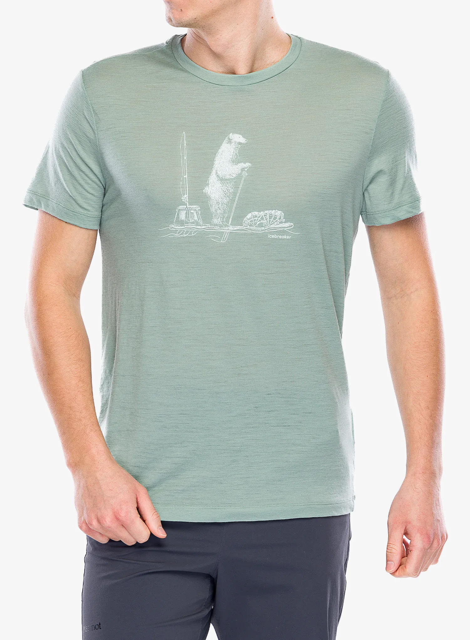 Merino majica Icebreaker Merino 150 Tech Lite SS T Polar Paddle - moss