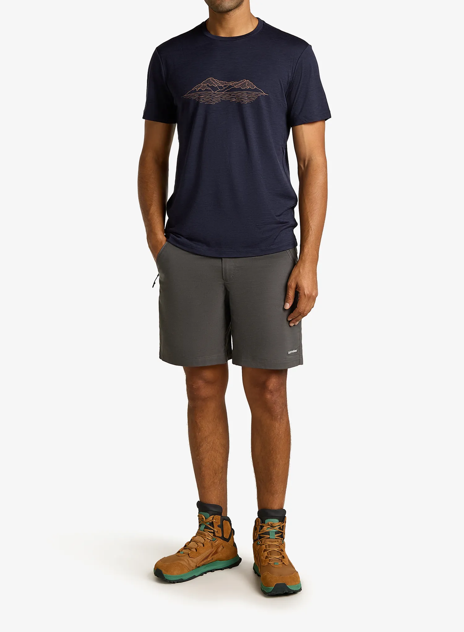Merino majica Icebreaker Merino 150 Tech Lite SS T Pukaki Reflected - midnight navy