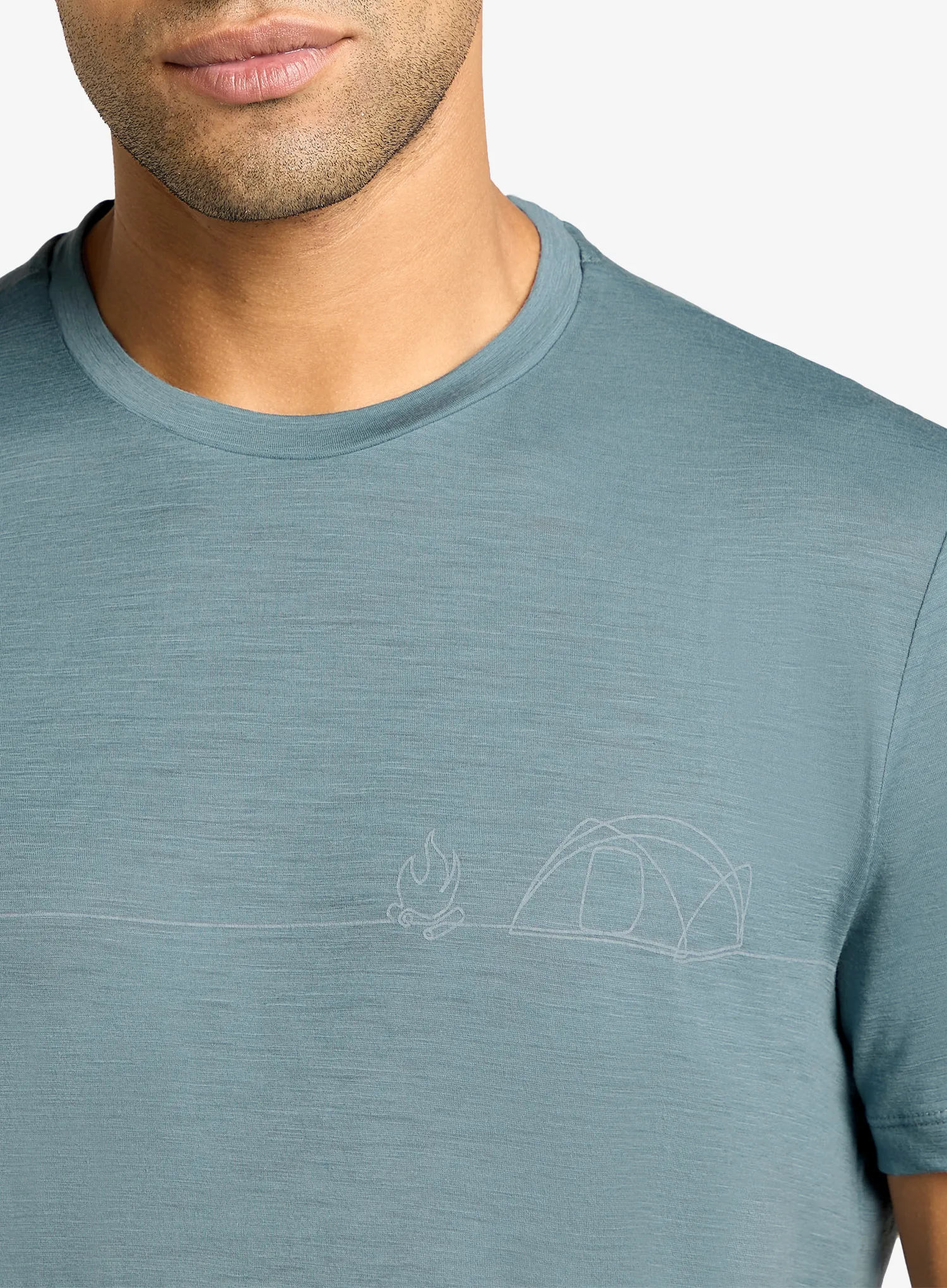 Merino majica Icebreaker Merino 150 Tech Lite SS Tee Single Line Camp - blue ash