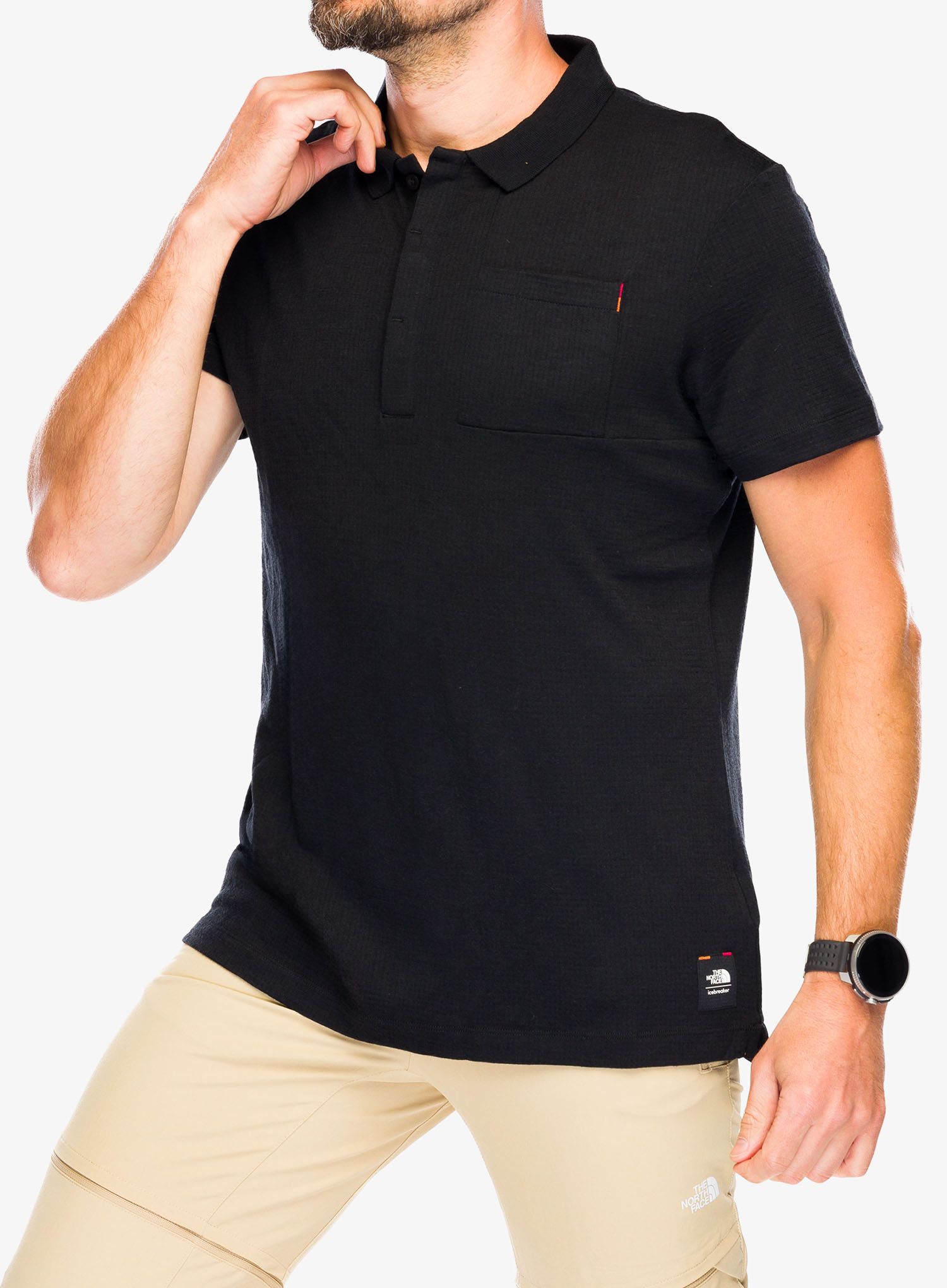 Polo majica Icebreaker Merino 200 IB X TNF SS Polo - black
