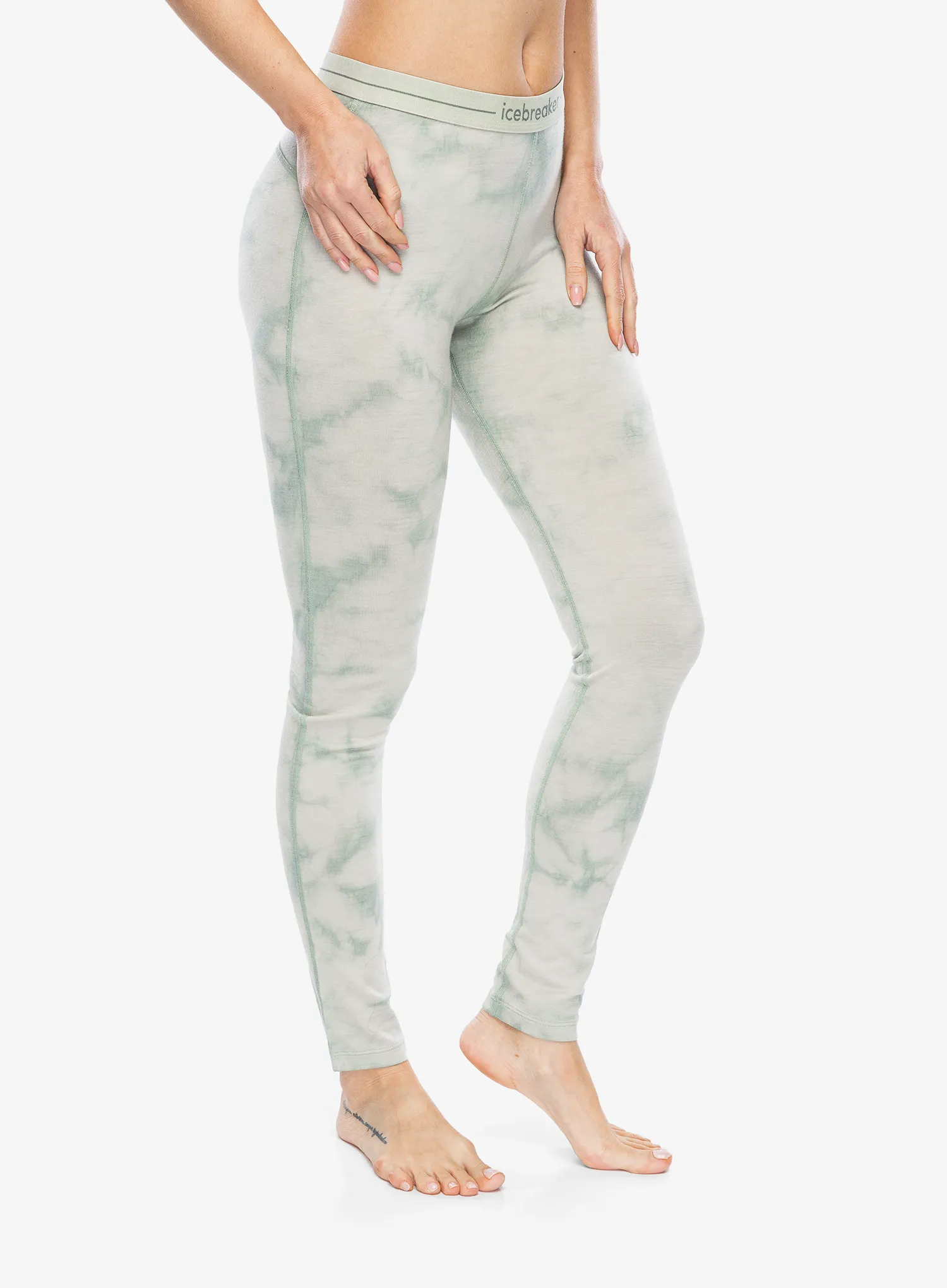 Ženske termo tajice Icebreaker Merino 200 Oasis Leggings Cloud Dye - ashen/moss dk/cd