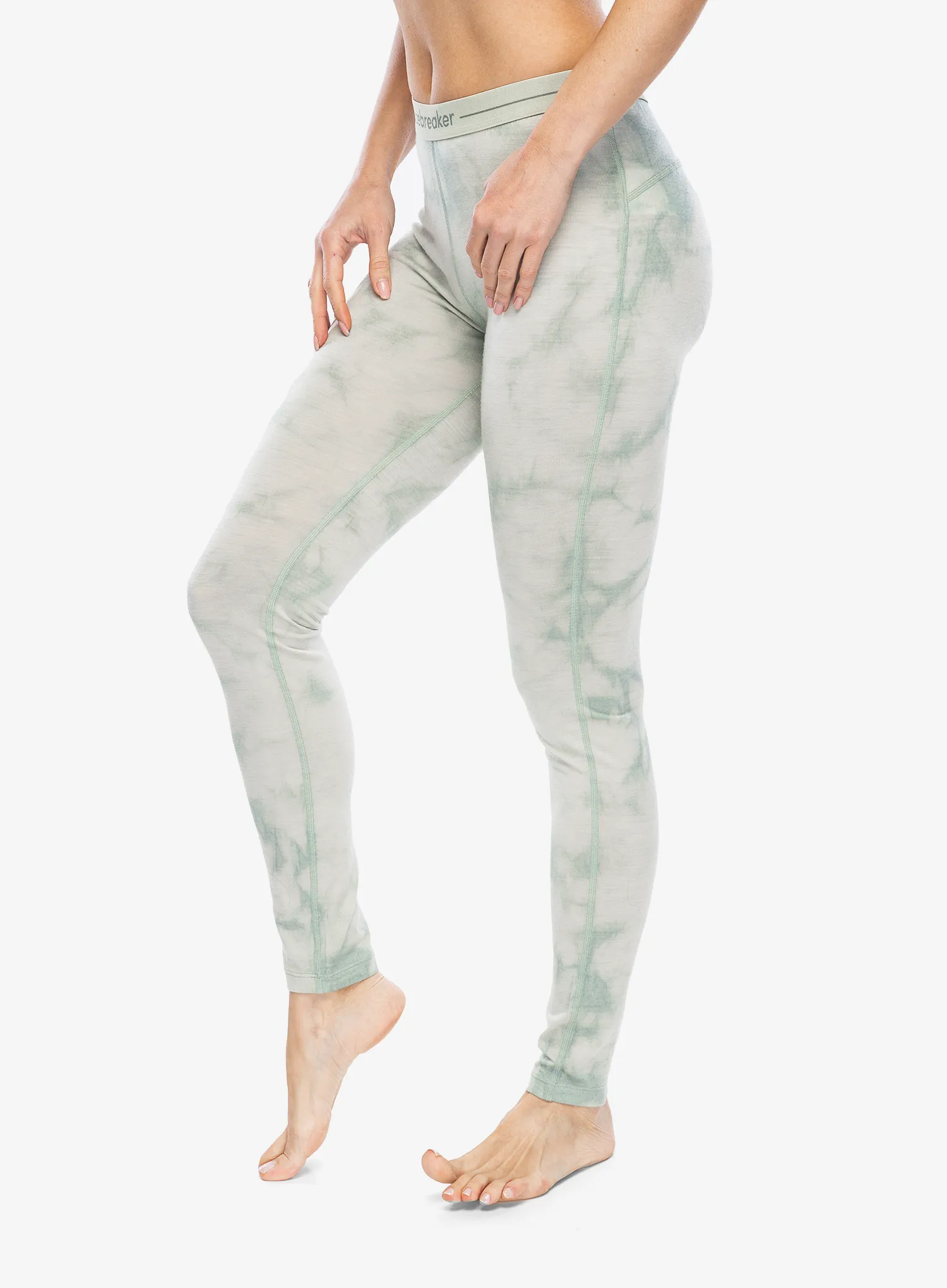 Ženske termo tajice Icebreaker Merino 200 Oasis Leggings Cloud Dye - ashen/moss dk/cd