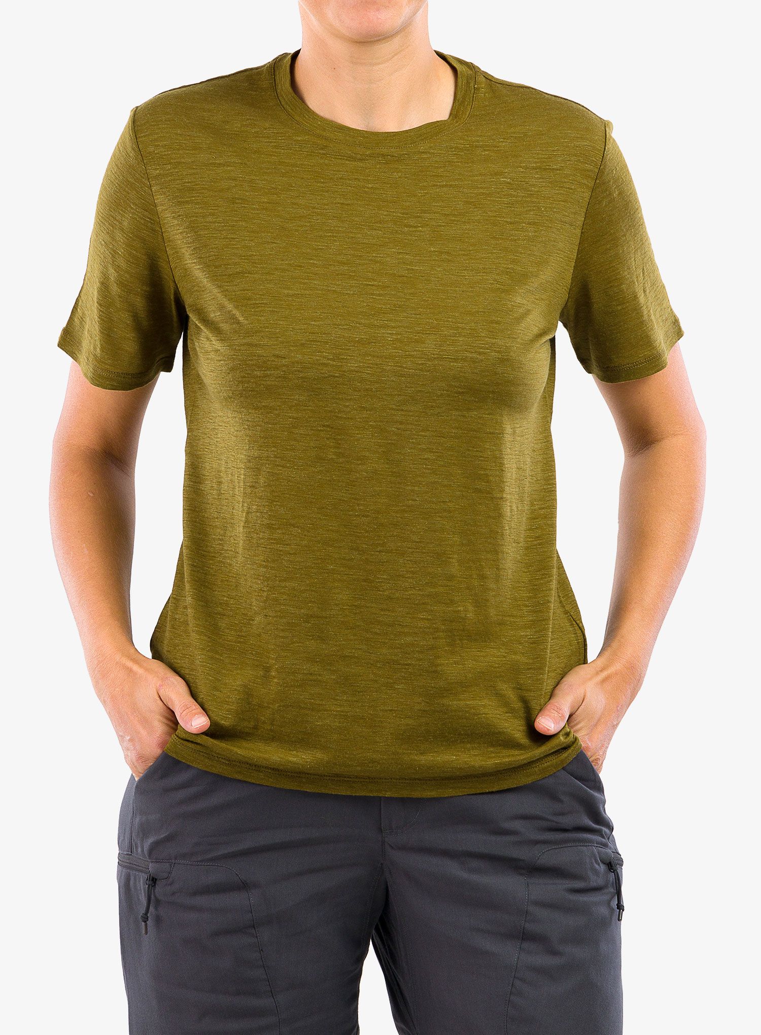 Ženska merino majica Icebreaker Merino Linen SS Tee - alge