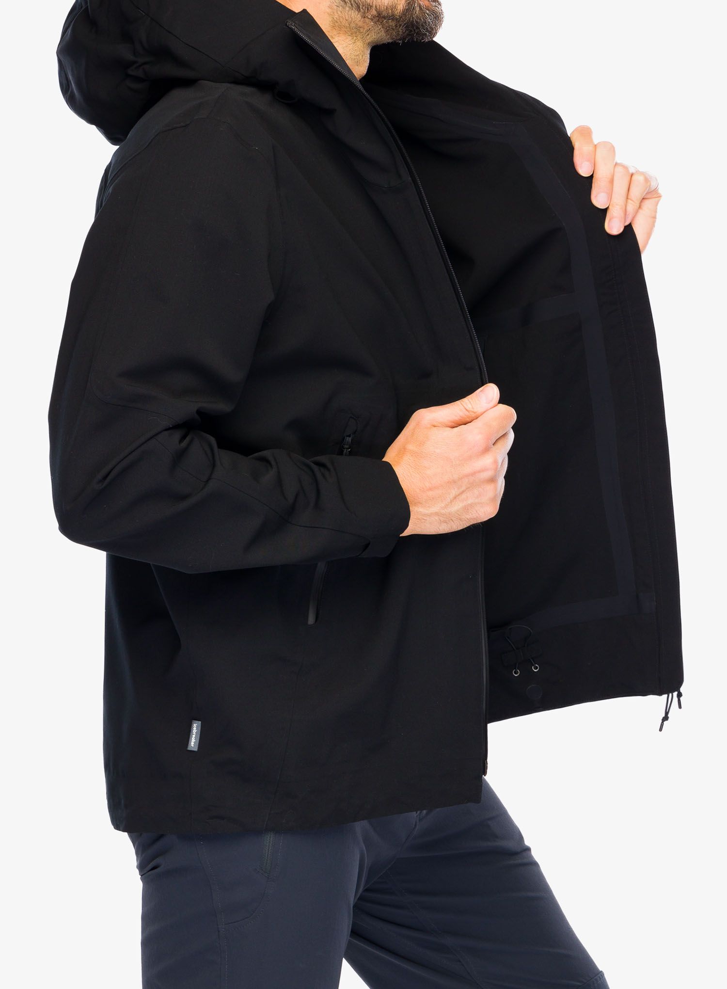 Jakna za turno skijanje Icebreaker Merino Shell+ Peak Hooded Jacket - black