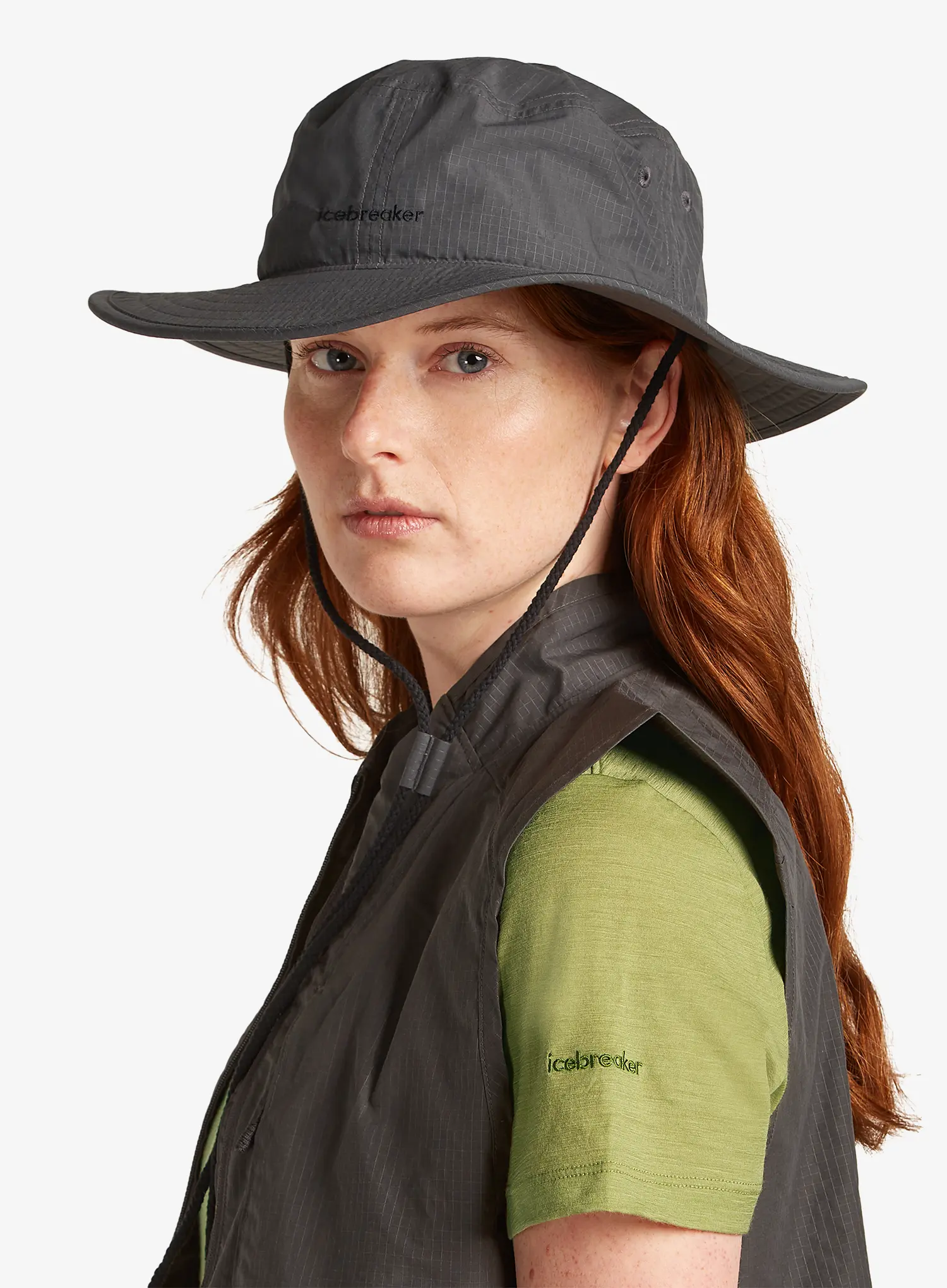 Planinarski šešir Icebreaker Shell+ Cotton Windbreaker Wide Brim Hat - obsidian