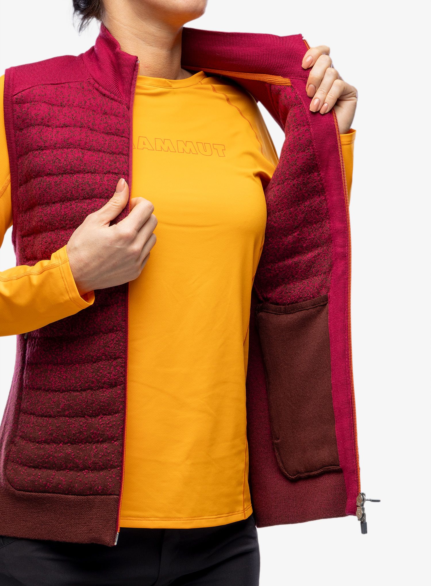 Ženski prsluk Icebreaker ZoneKnit Insulated Vest Into the Deep - cherry/espresso