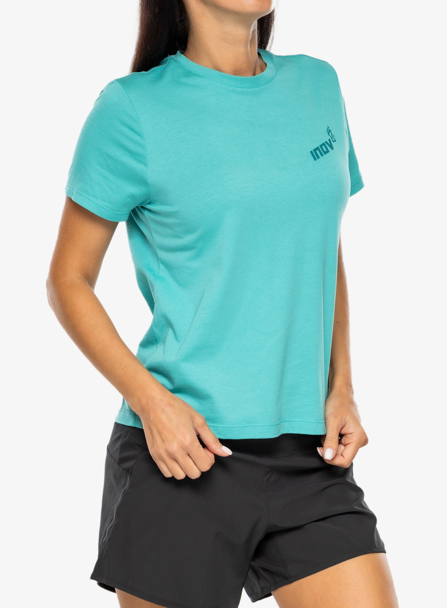 Ženska majica za trčanje Inov-8 Graphic Tee SS Brand - teal