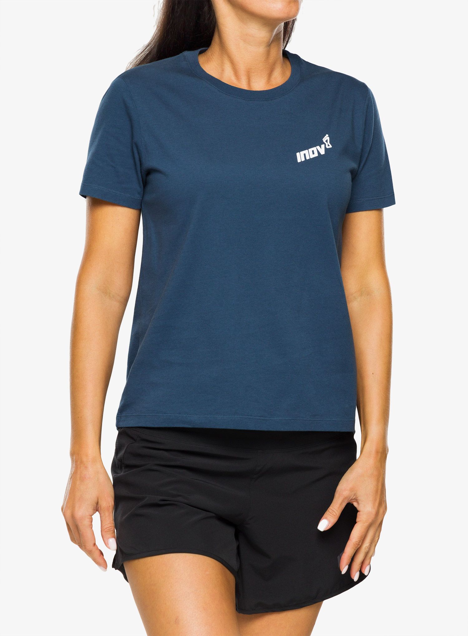 Ženska majica s tiskom Inov-8 Graphic Tee SS Footprints - navy