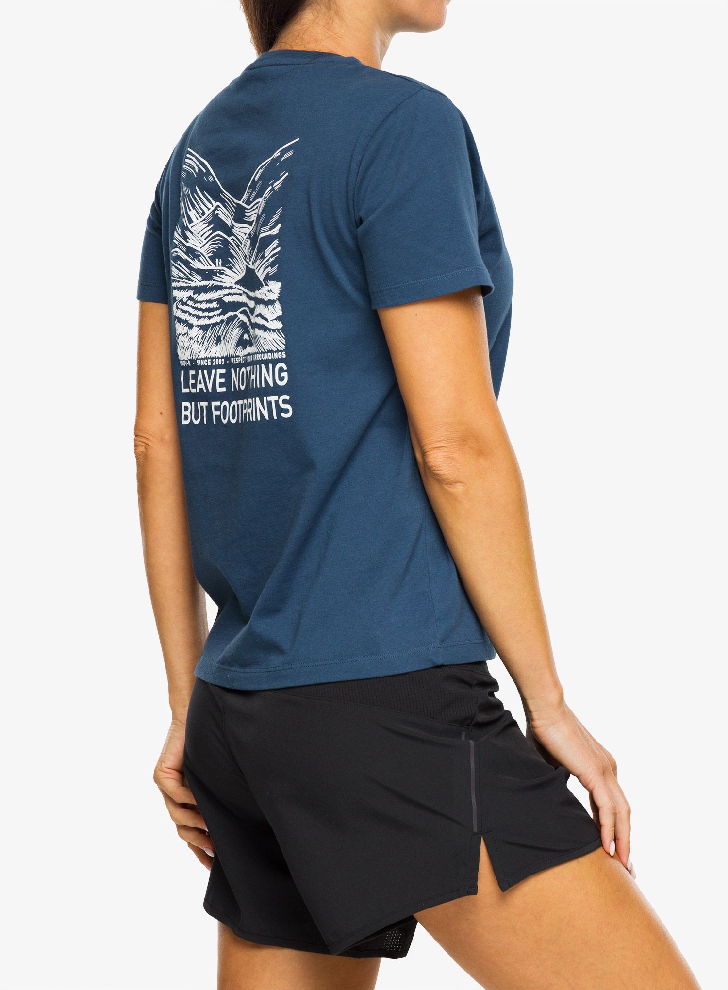 Ženska majica s tiskom Inov-8 Graphic Tee SS Footprints - navy