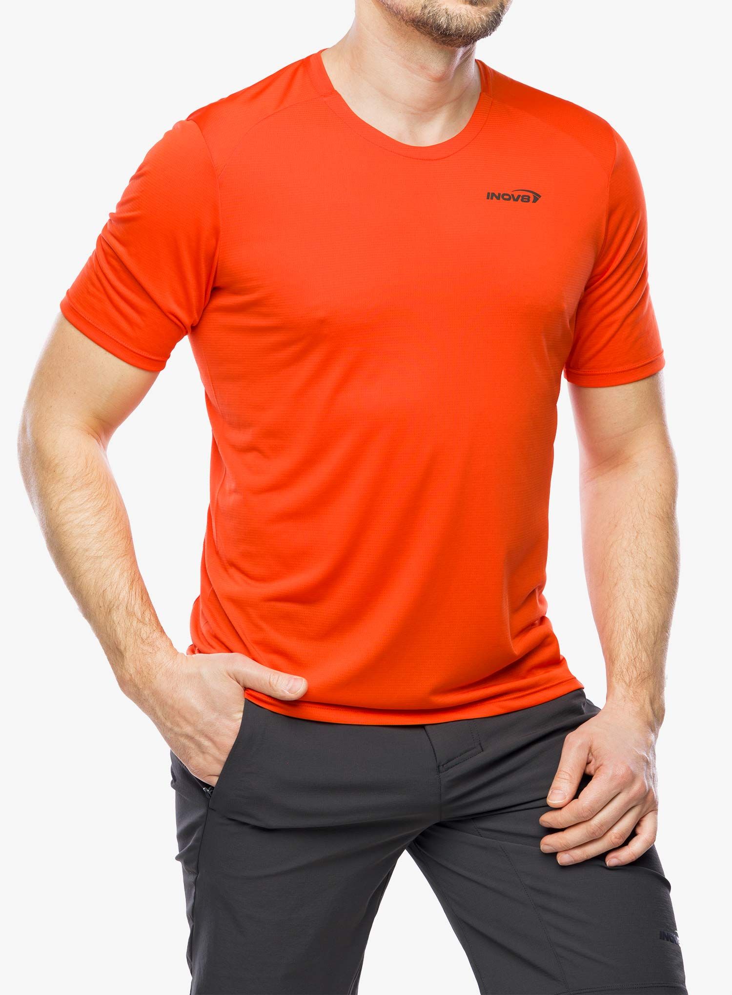 Majica za trčanje Inov-8 Performance Short Sleeve - fiery red/red